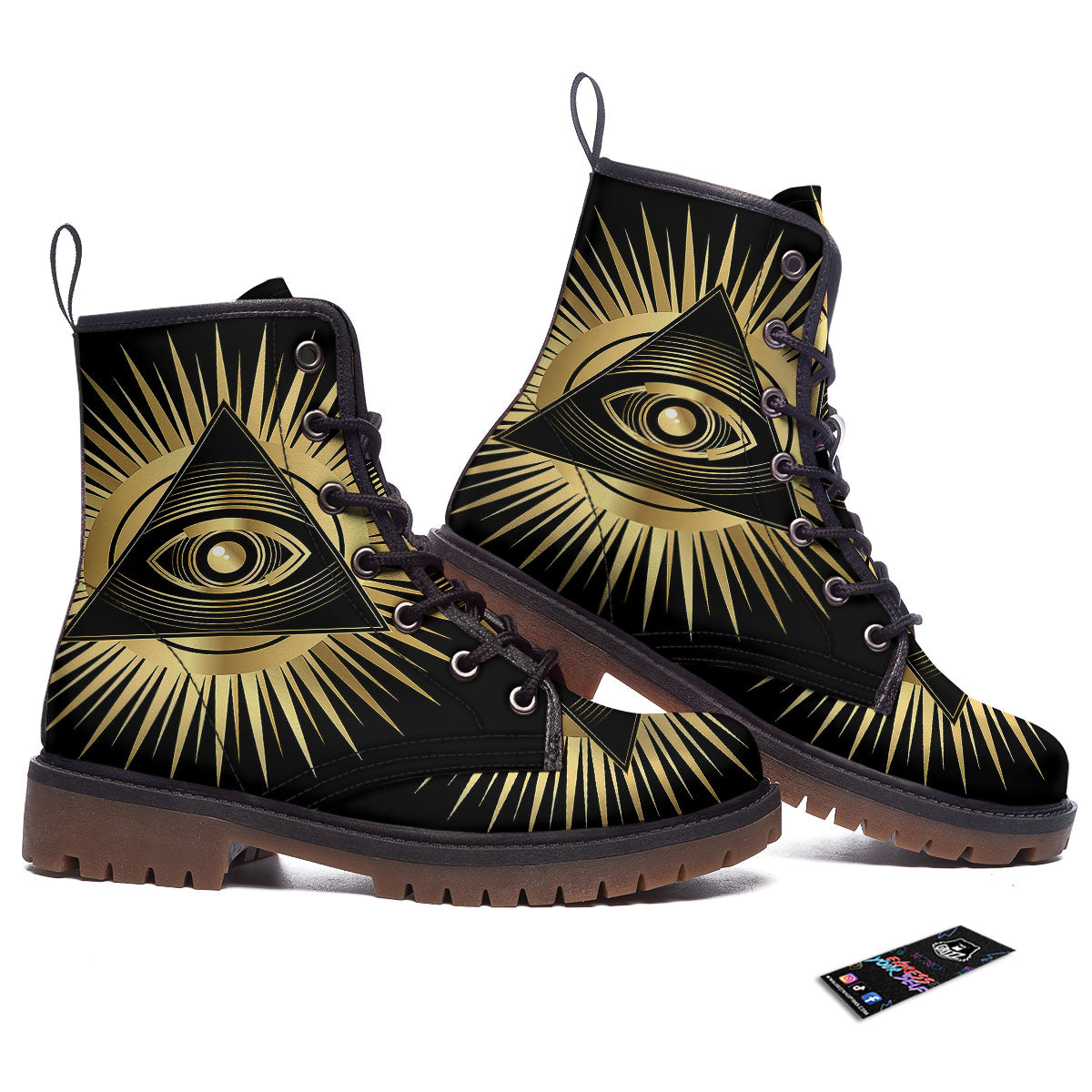 Eye Of Providence Symbol Illuminati Print Work Boots-grizzshop
