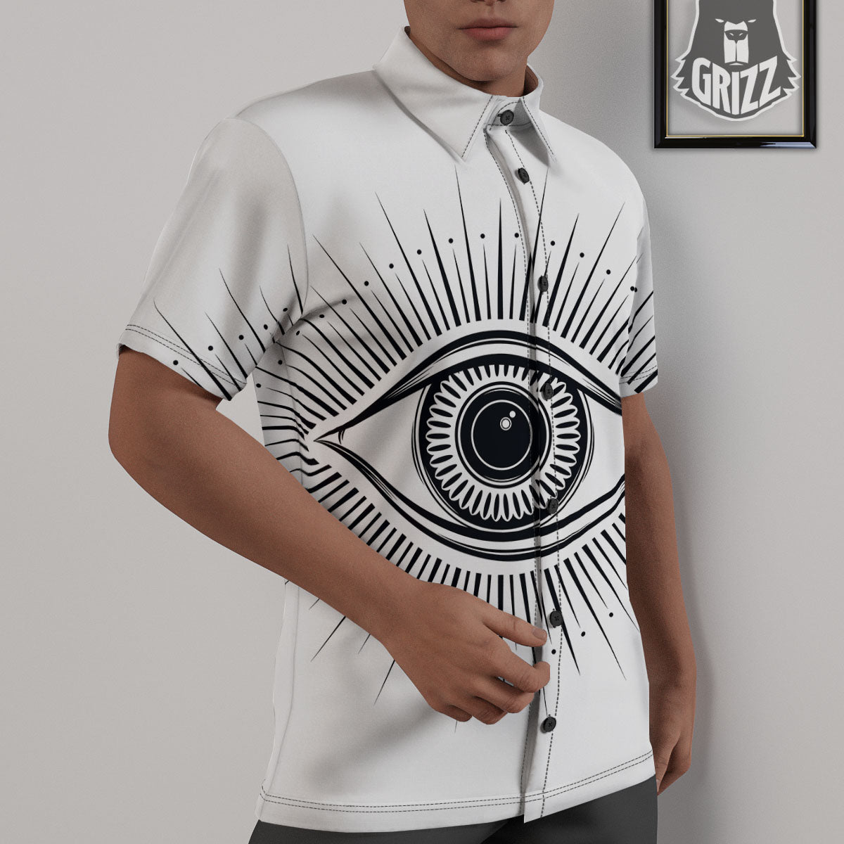 Eye of Providence White And Black Print Untucked Shirts-grizzshop