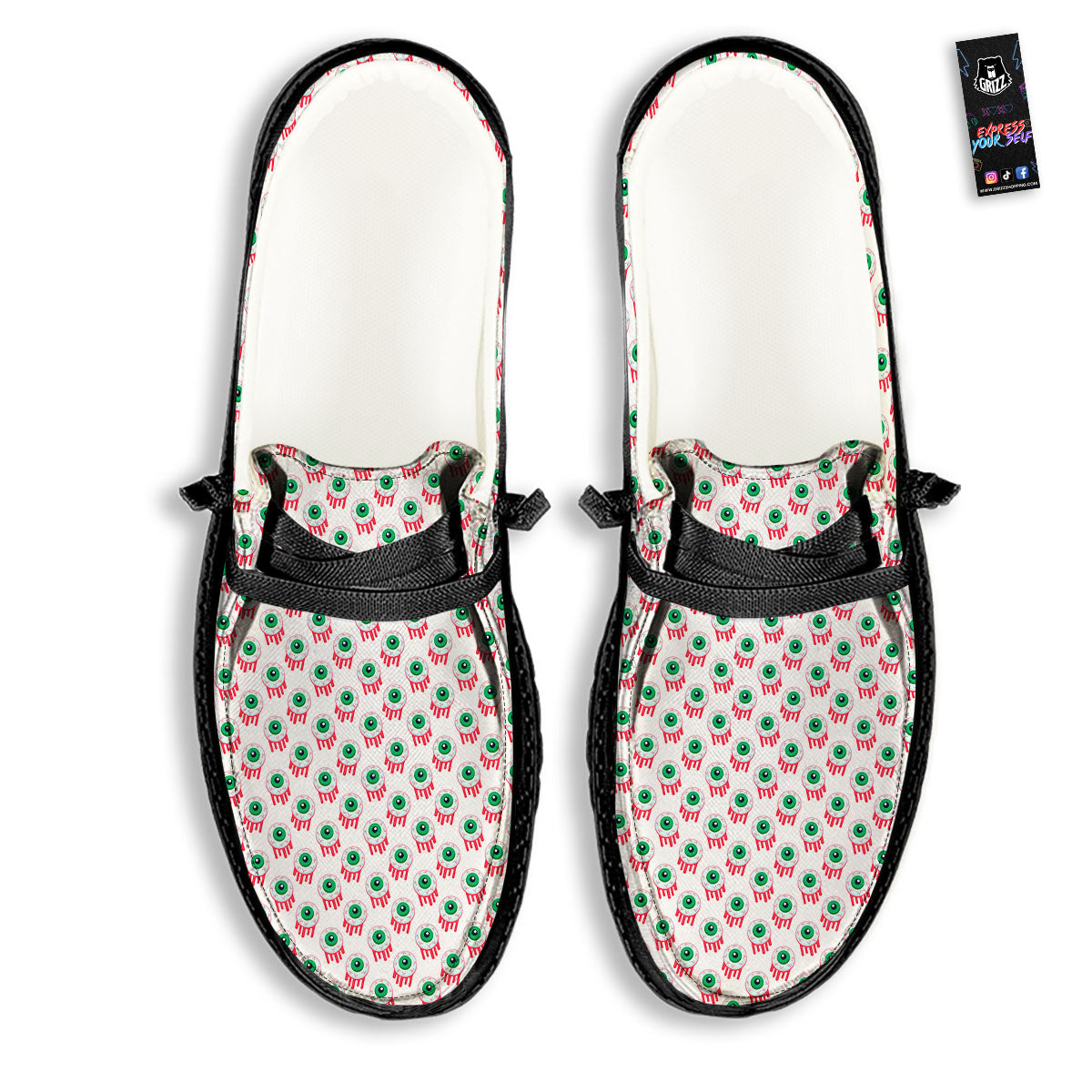 Eyeball Bloody Print Pattern Black Loafers-grizzshop