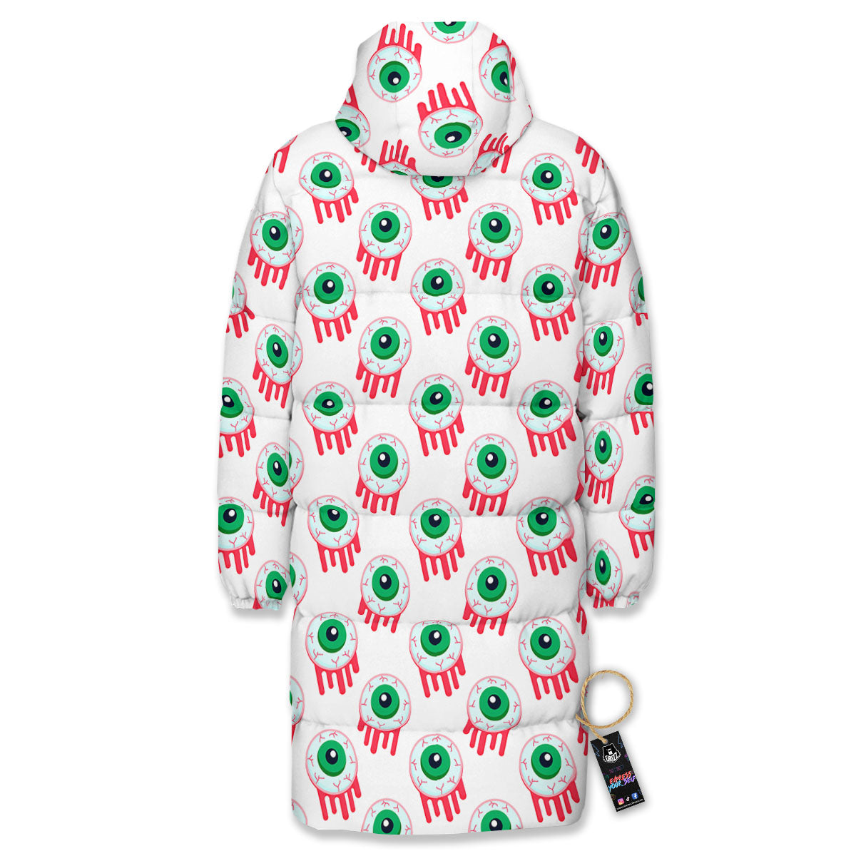 Eyeball Bloody Print Pattern Long Down Jacket-grizzshop