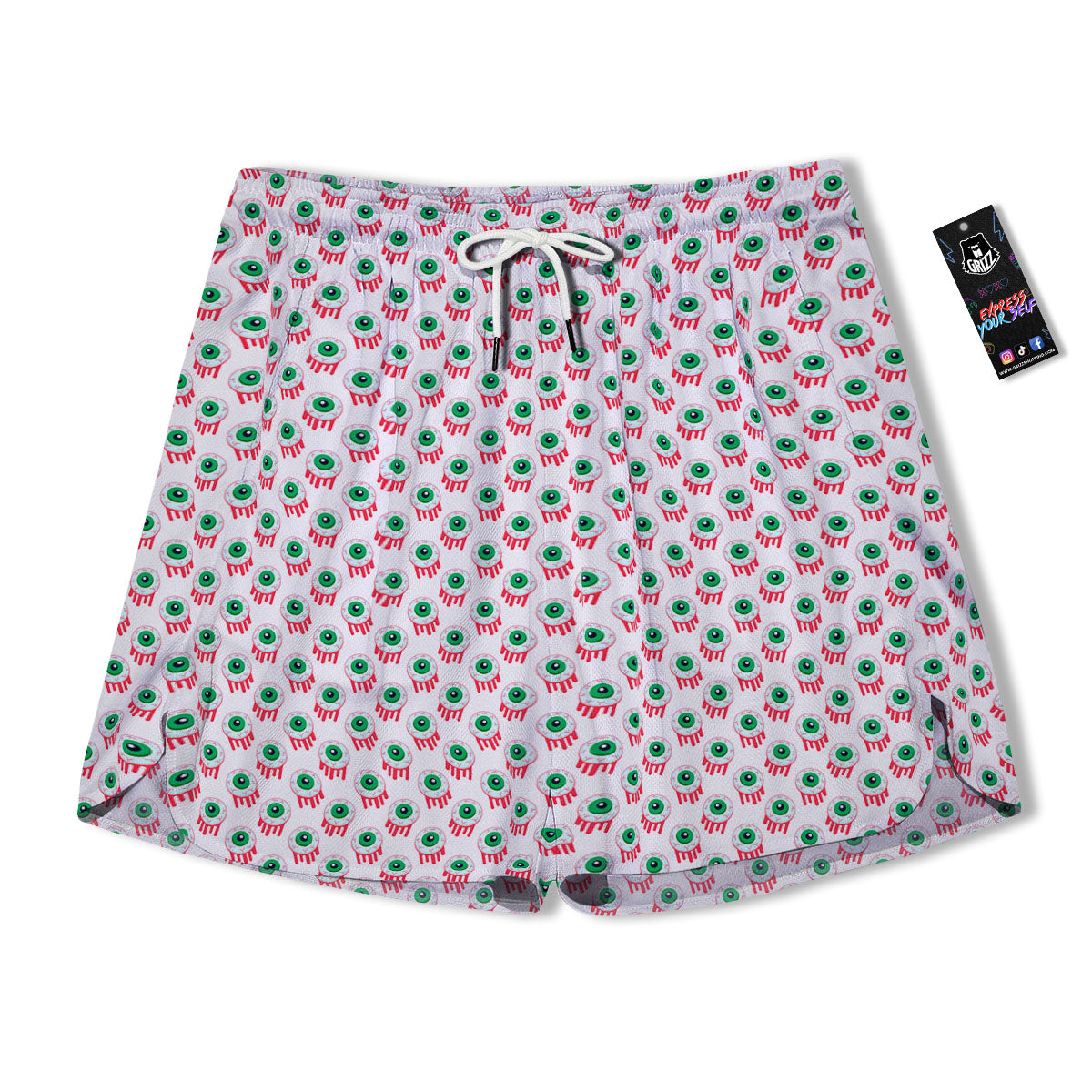 Eyeball Bloody Print Pattern Men's Running Shorts-grizzshop