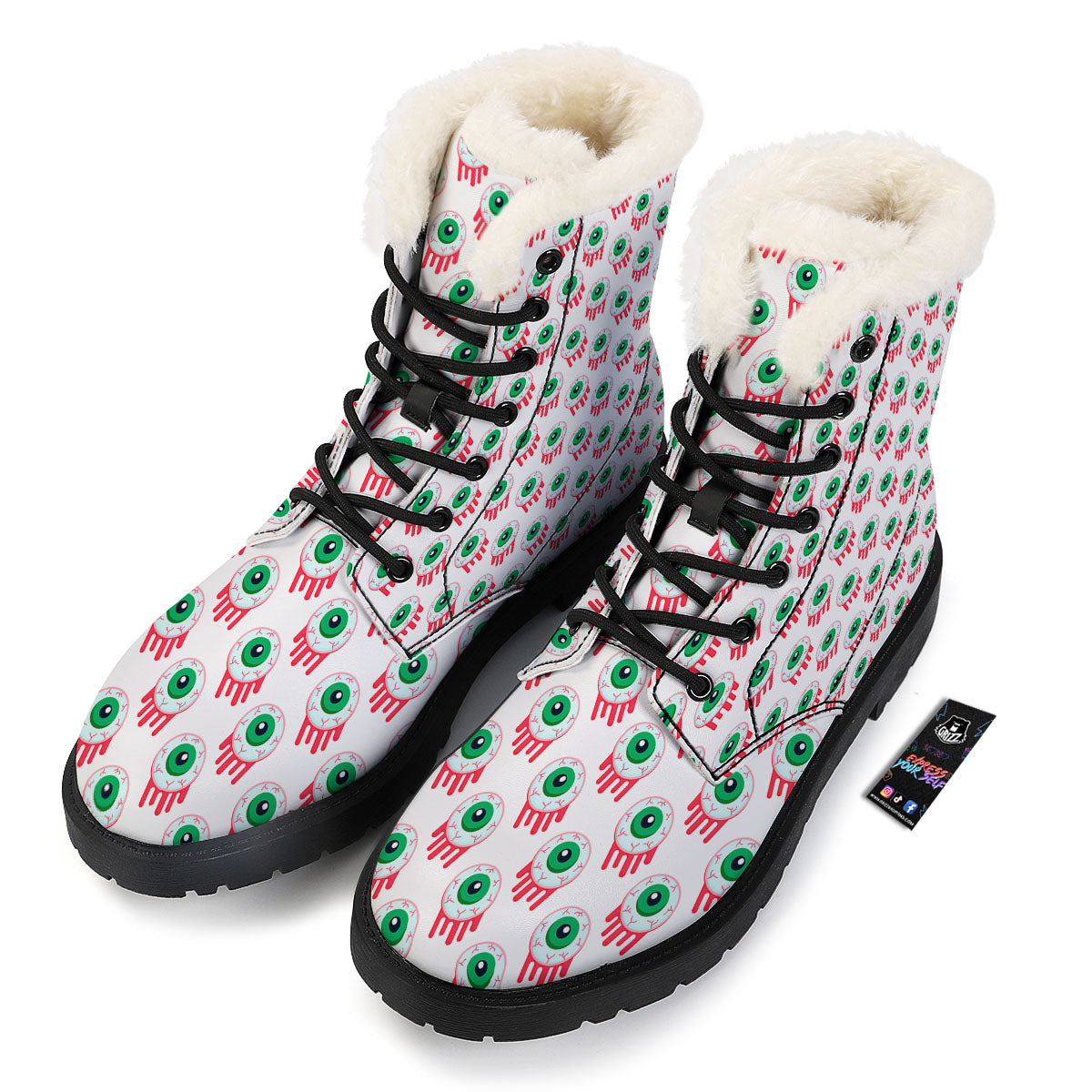 Eyeball Bloody Print Pattern Winter Boots-grizzshop