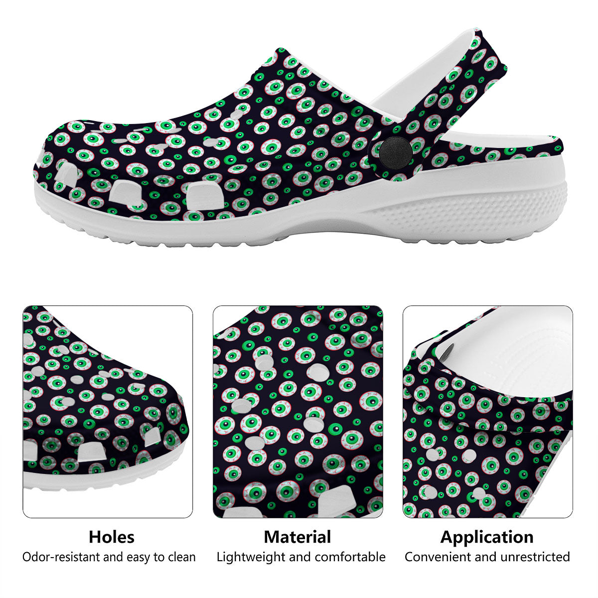 Eyeball Creepy Print Pattern Clog-grizzshop