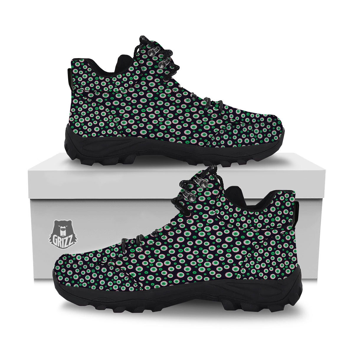 Eyeball Creepy Print Pattern Hiking Shoes-grizzshop