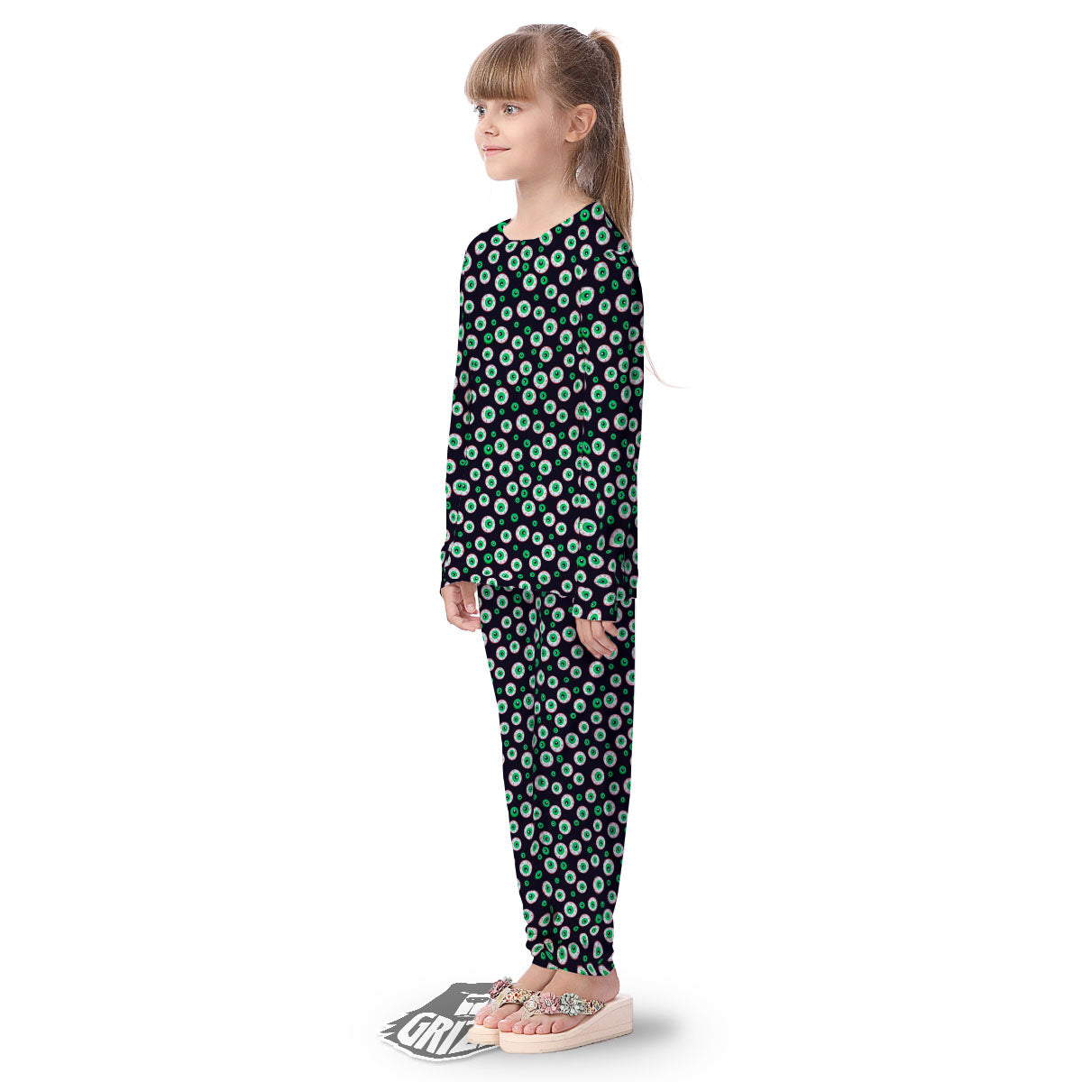Eyeball Creepy Print Pattern Kid's Pajamas-grizzshop