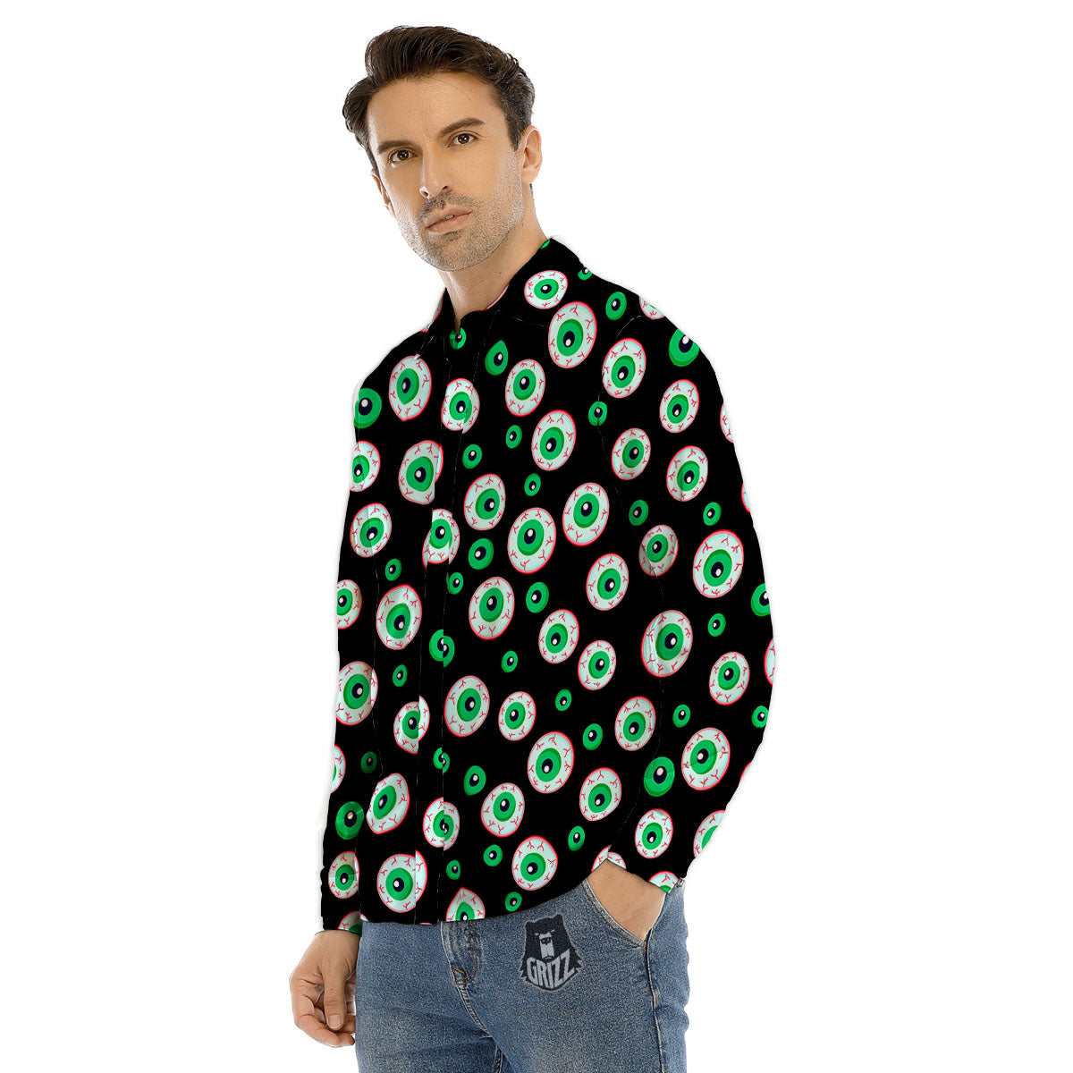 Eyeball Creepy Print Pattern Men's Dress Shirts-grizzshop