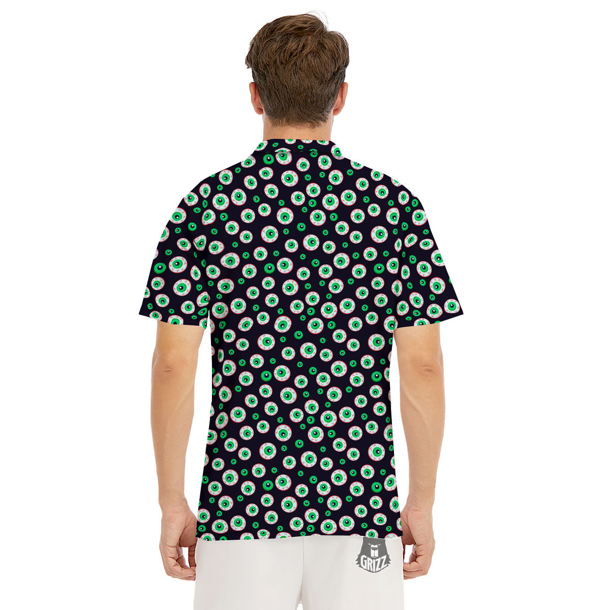 Eyeball Creepy Print Pattern Men's Golf Shirts-grizzshop