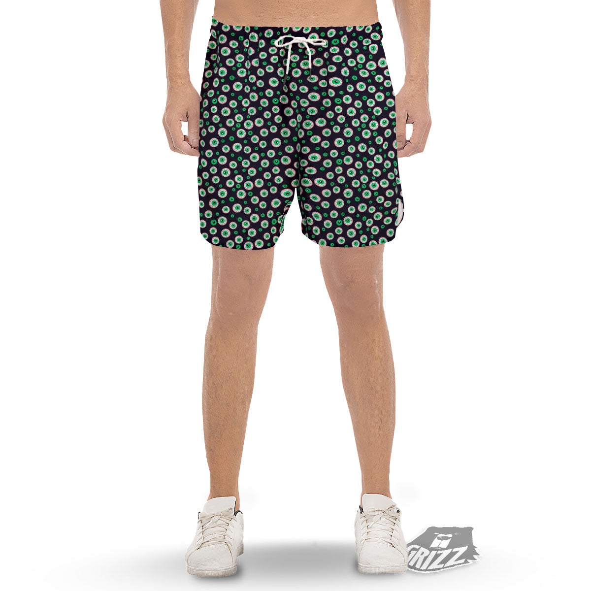 Eyeball Creepy Print Pattern Men's Gym Shorts-grizzshop