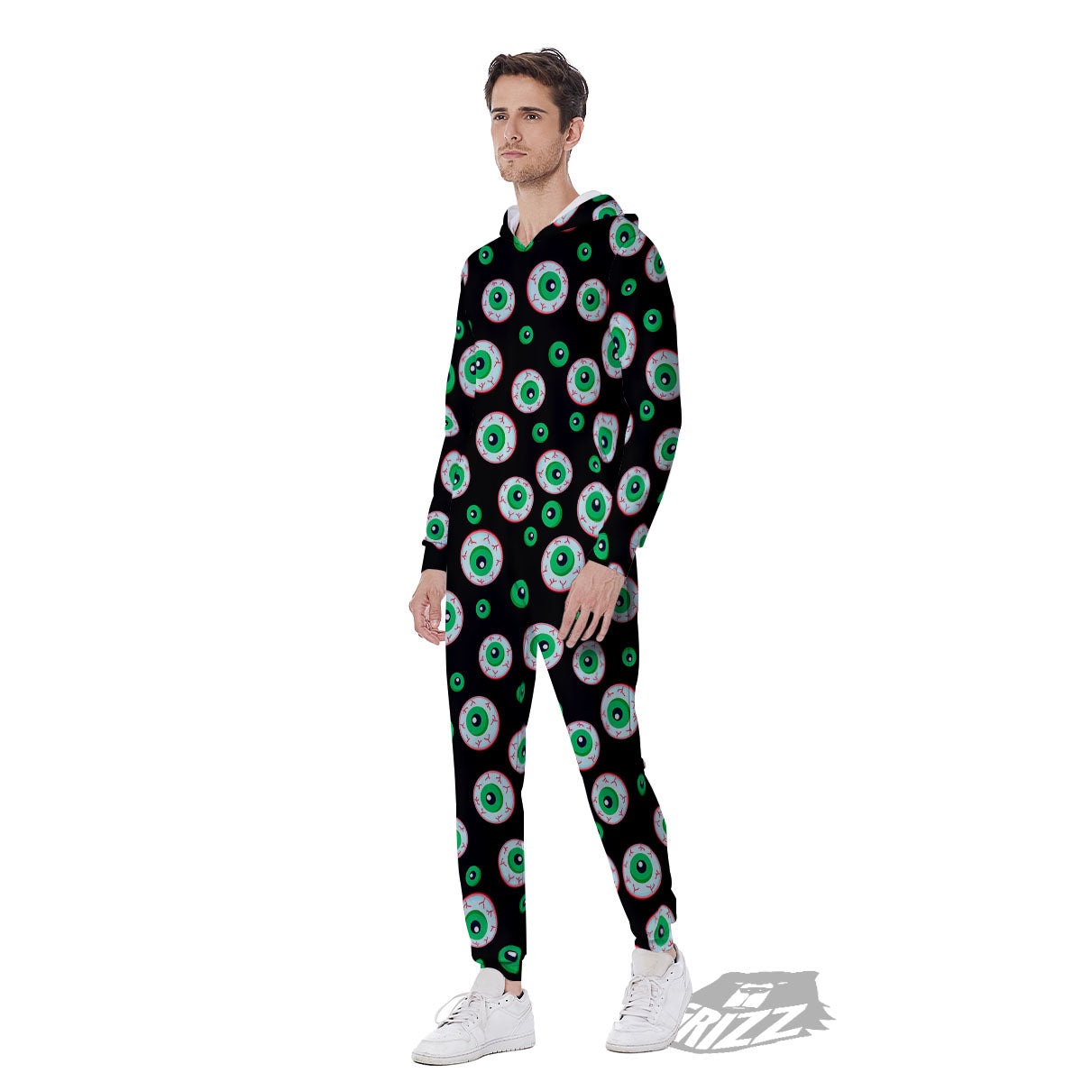 Eyeball Creepy Print Pattern Men's Jumpsuit-grizzshop