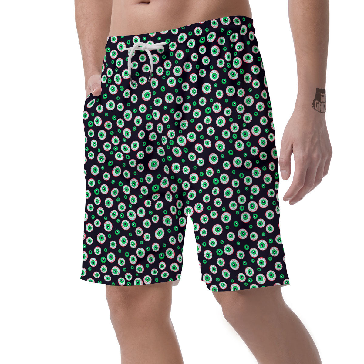 Eyeball Creepy Print Pattern Men's Shorts-grizzshop