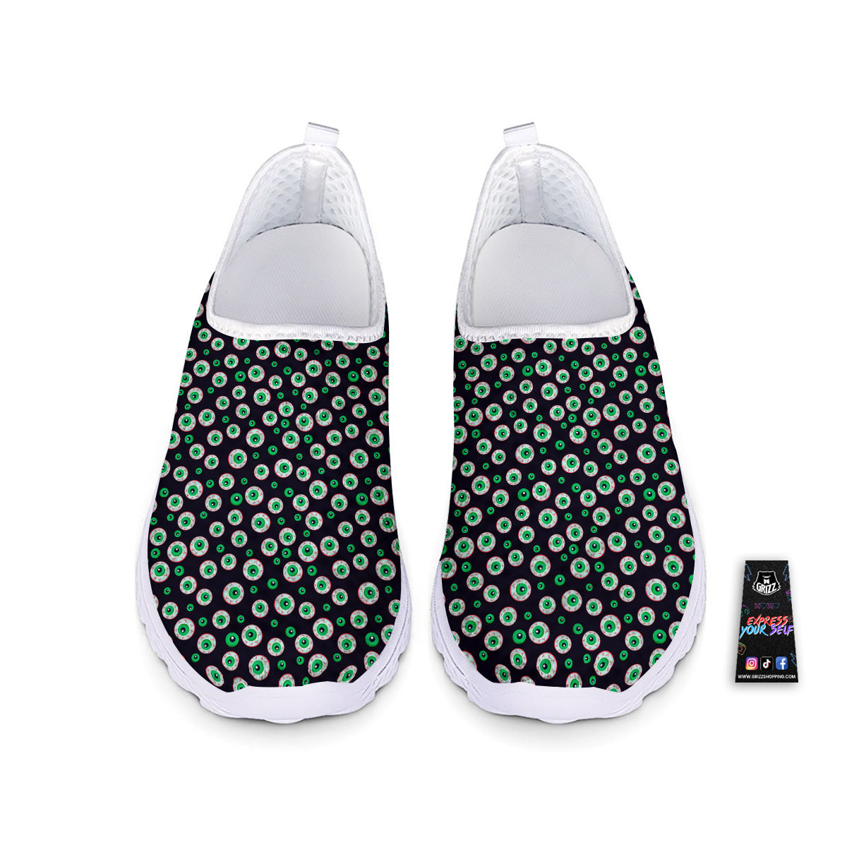 Eyeball Creepy Print Pattern Nurse Shoes-grizzshop