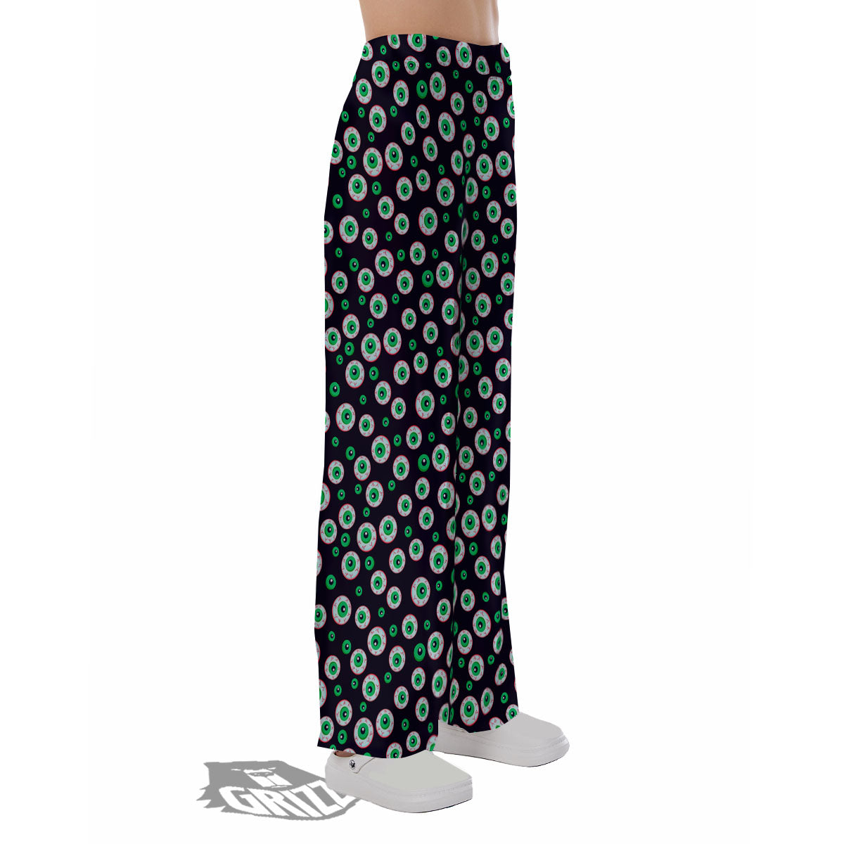 Eyeball Creepy Print Pattern Pajama Pants-grizzshop