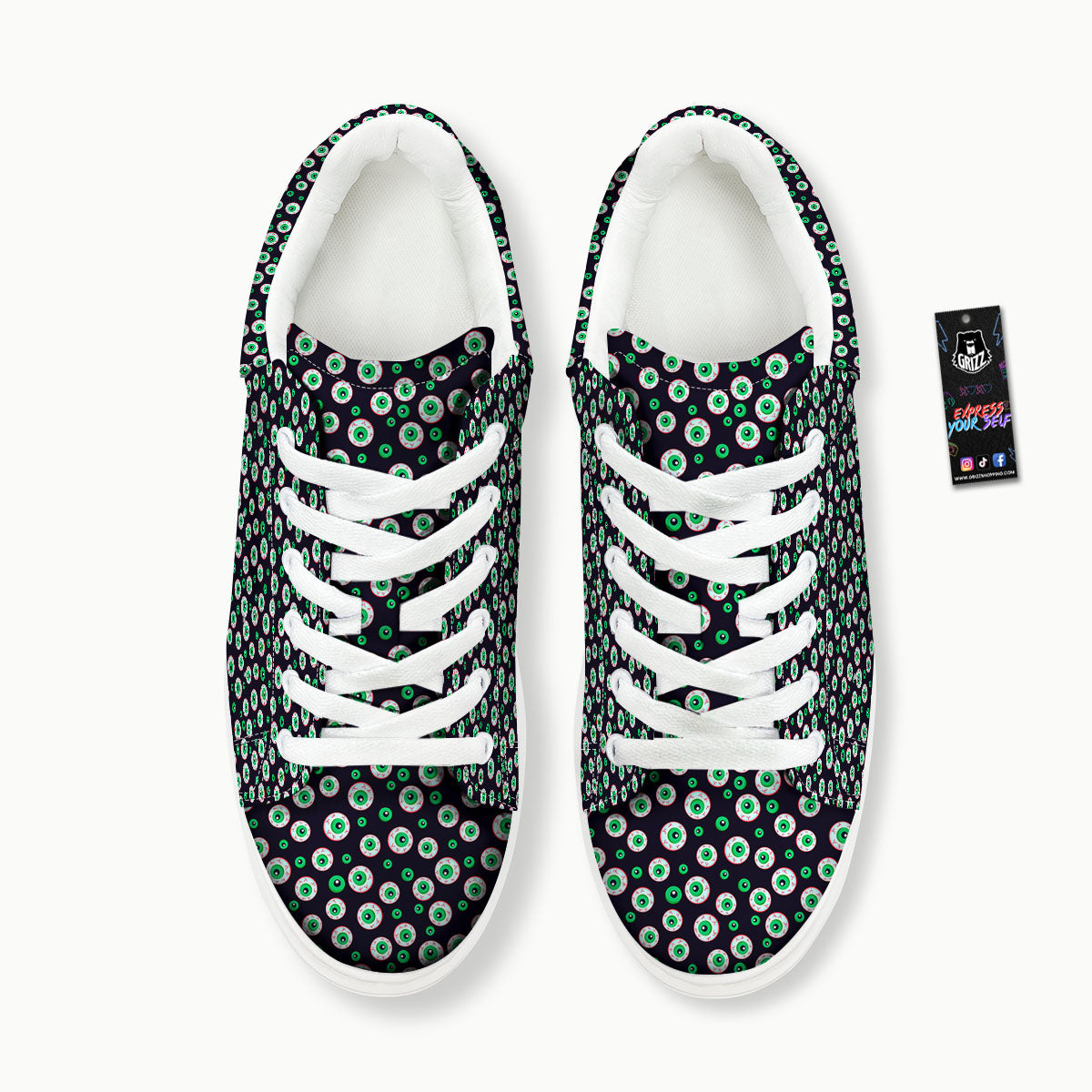Eyeball Creepy Print Pattern Platform Shoes-grizzshop