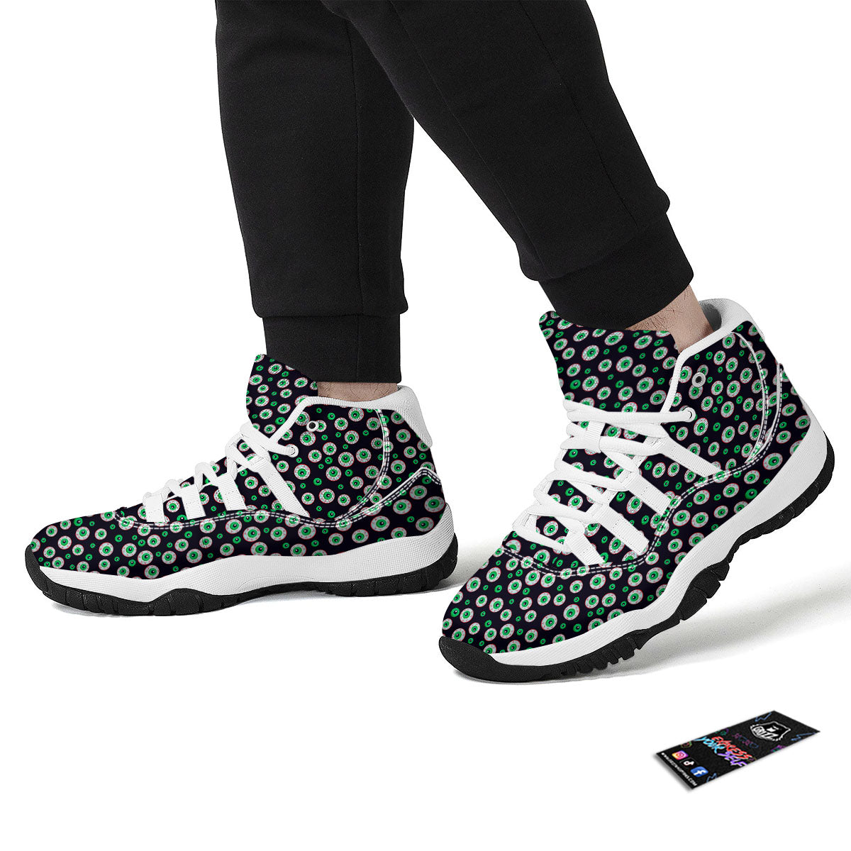 Eyeball Creepy Print Pattern White Bball Shoes-grizzshop