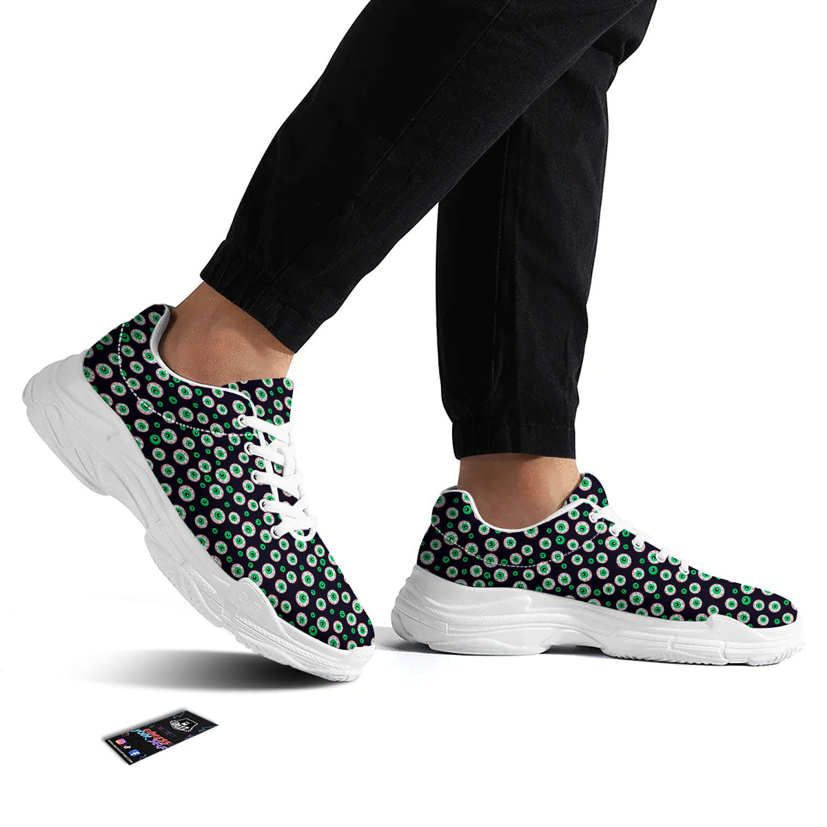 Eyeball Creepy Print Pattern White Chunky Shoes-grizzshop