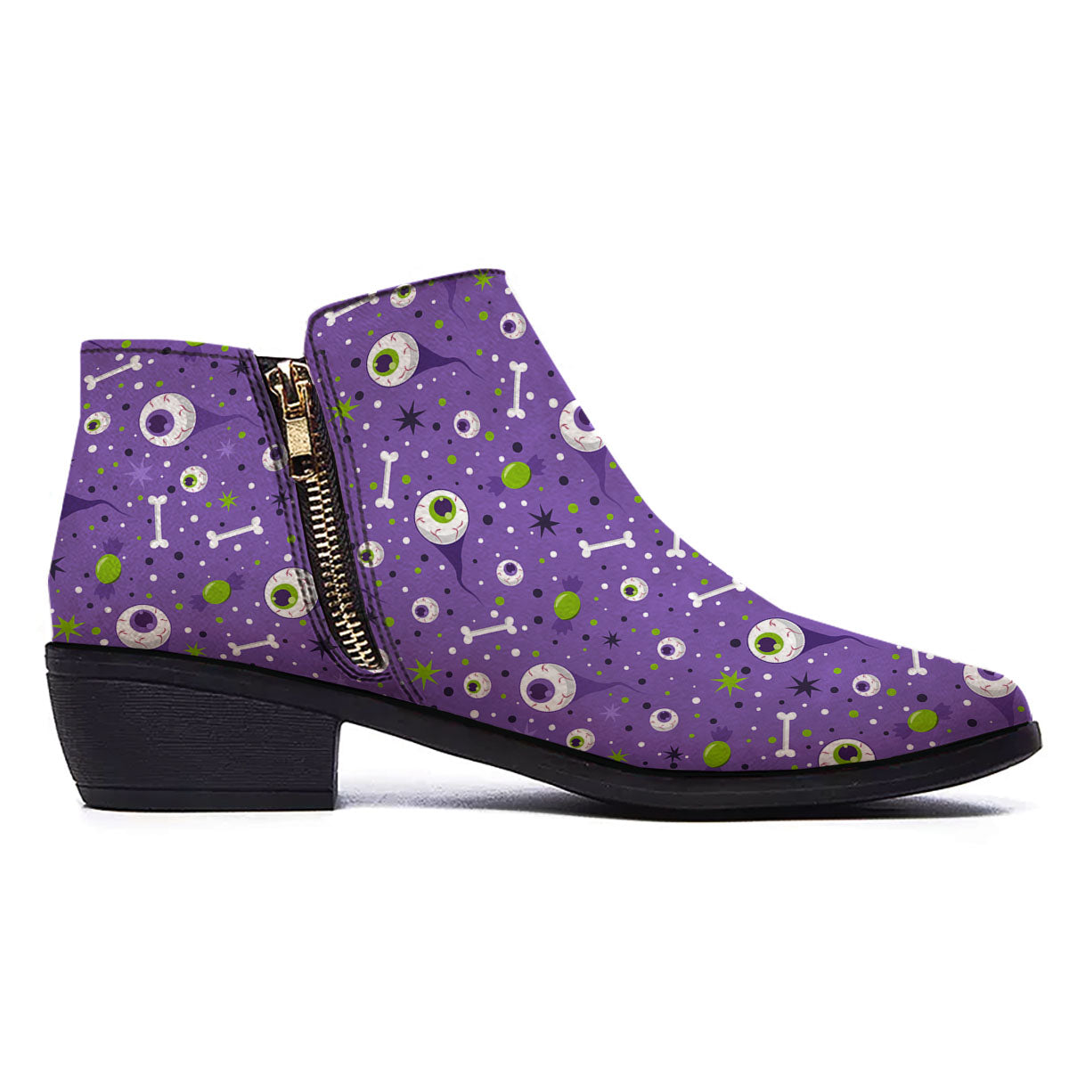 Eyeball Halloween Print Pattern Ankle Boots-grizzshop