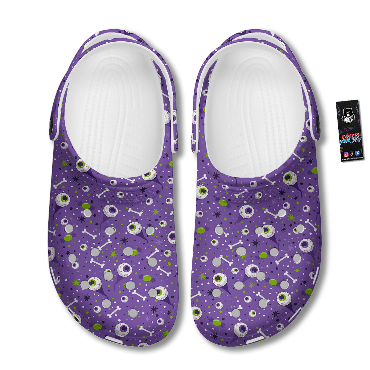 Eyeball Halloween Print Pattern Clog-grizzshop