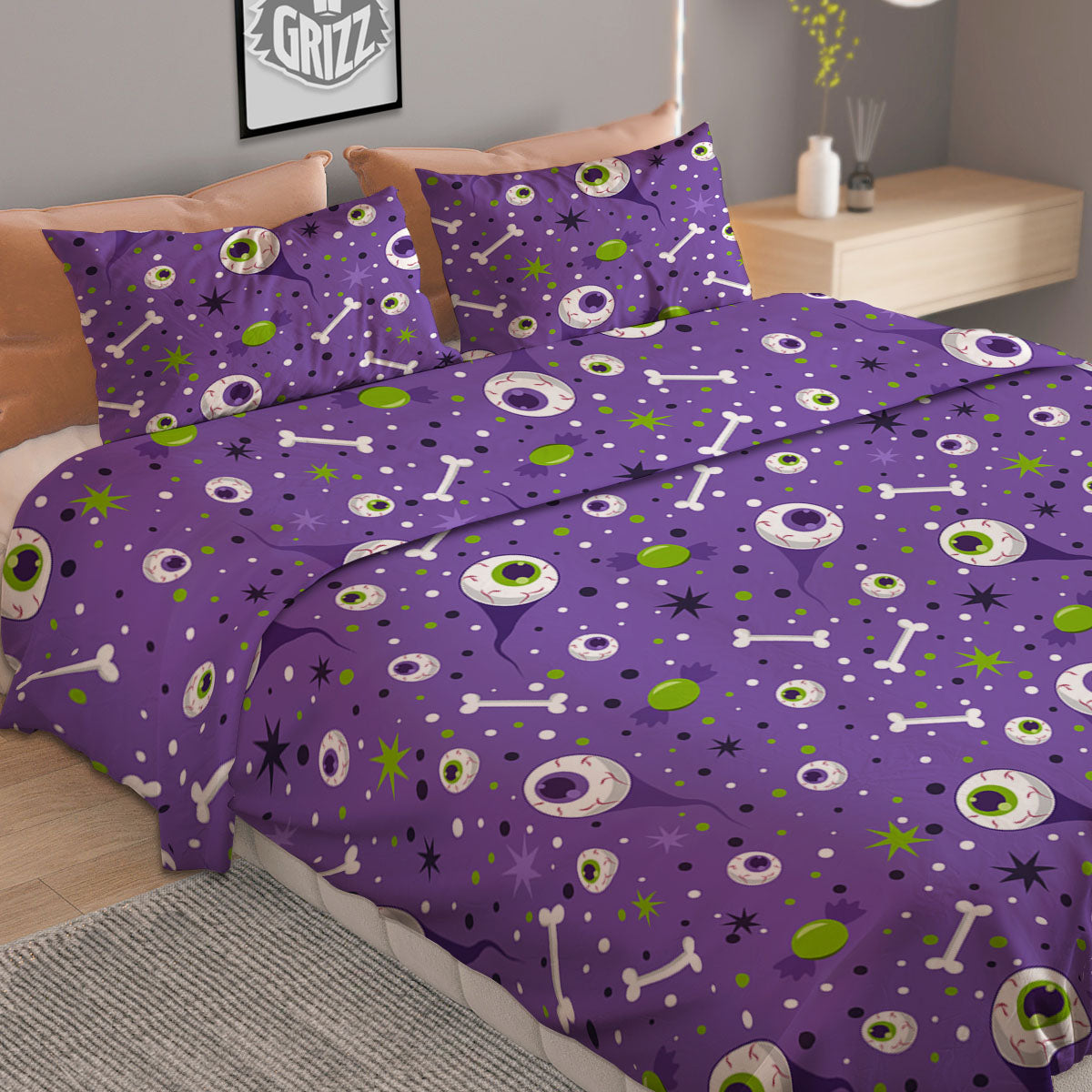 Eyeball Halloween Print Pattern Duvet Cover Bedding Set