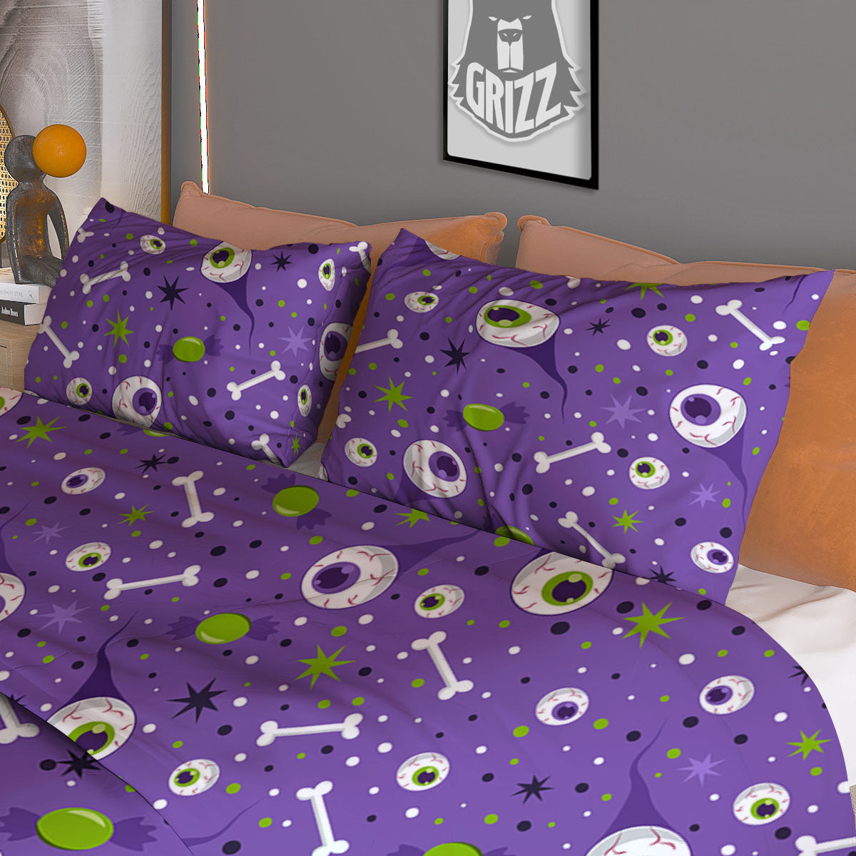 Eyeball Halloween Print Pattern Duvet Cover Bedding Set