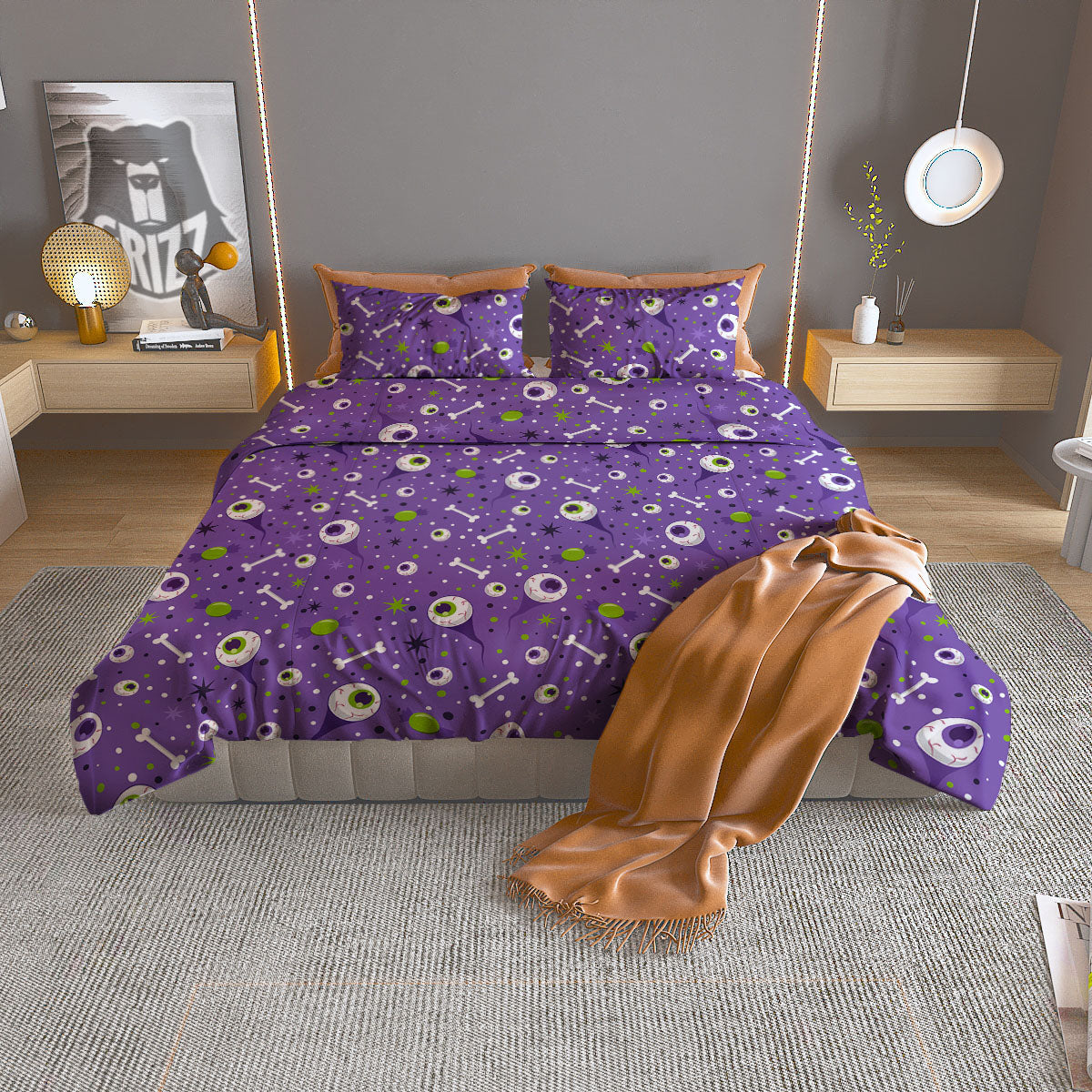 Eyeball Halloween Print Pattern Duvet Cover Bedding Set