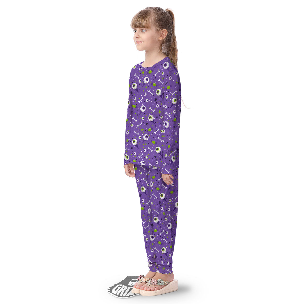 Eyeball Halloween Print Pattern Kid's Pajamas-grizzshop
