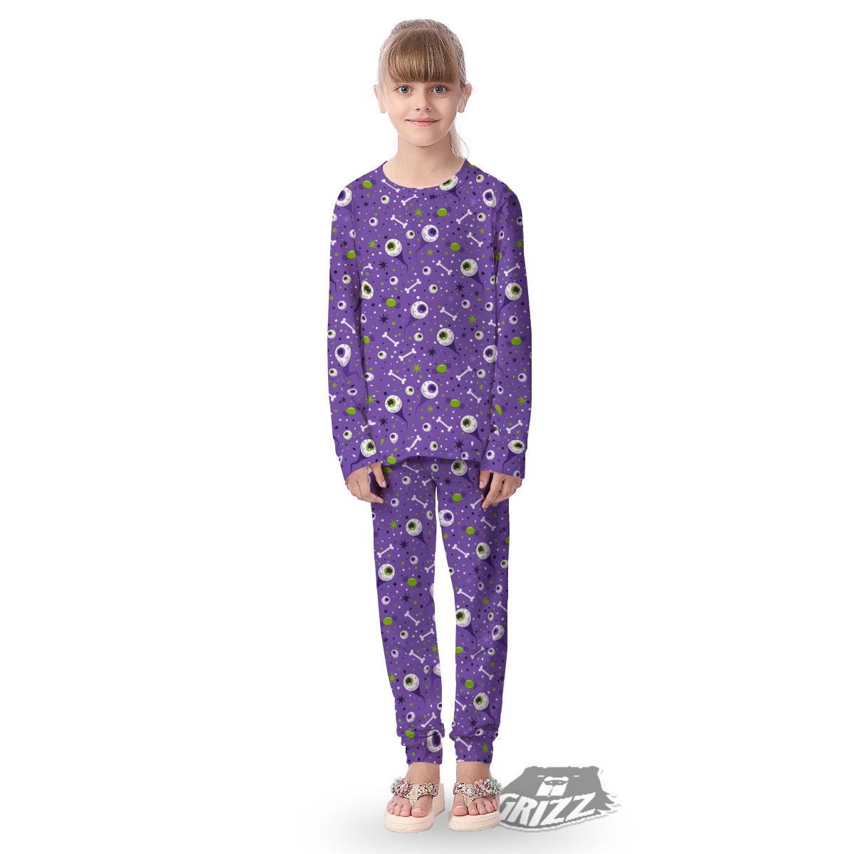Eyeball Halloween Print Pattern Kid's Pajamas-grizzshop