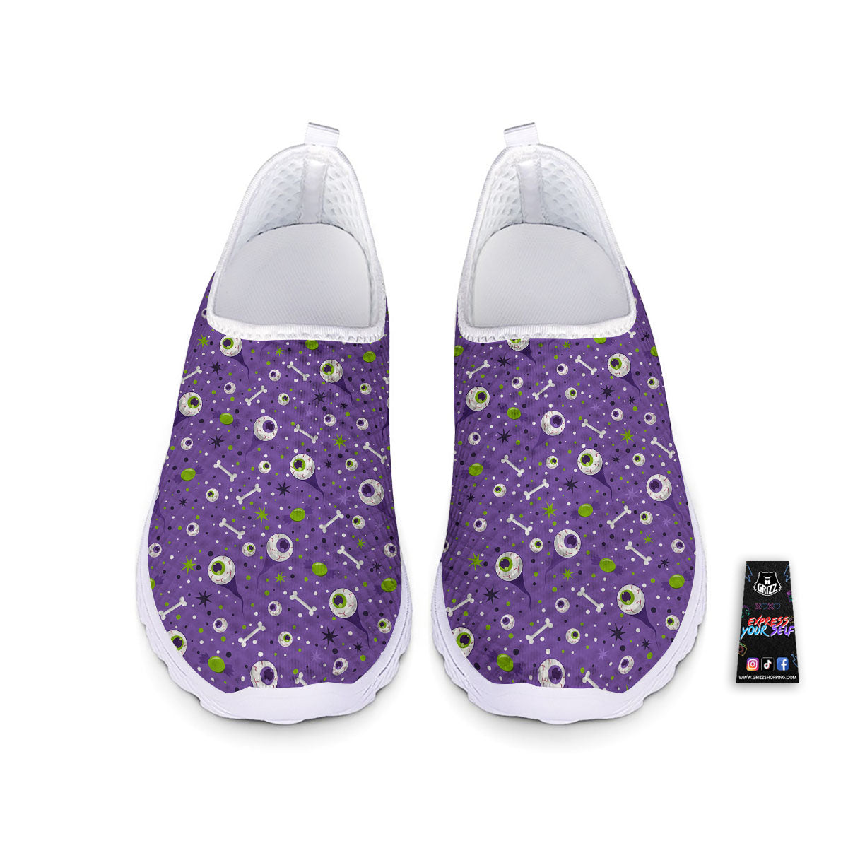 Eyeball Halloween Print Pattern Nurse Shoes-grizzshop