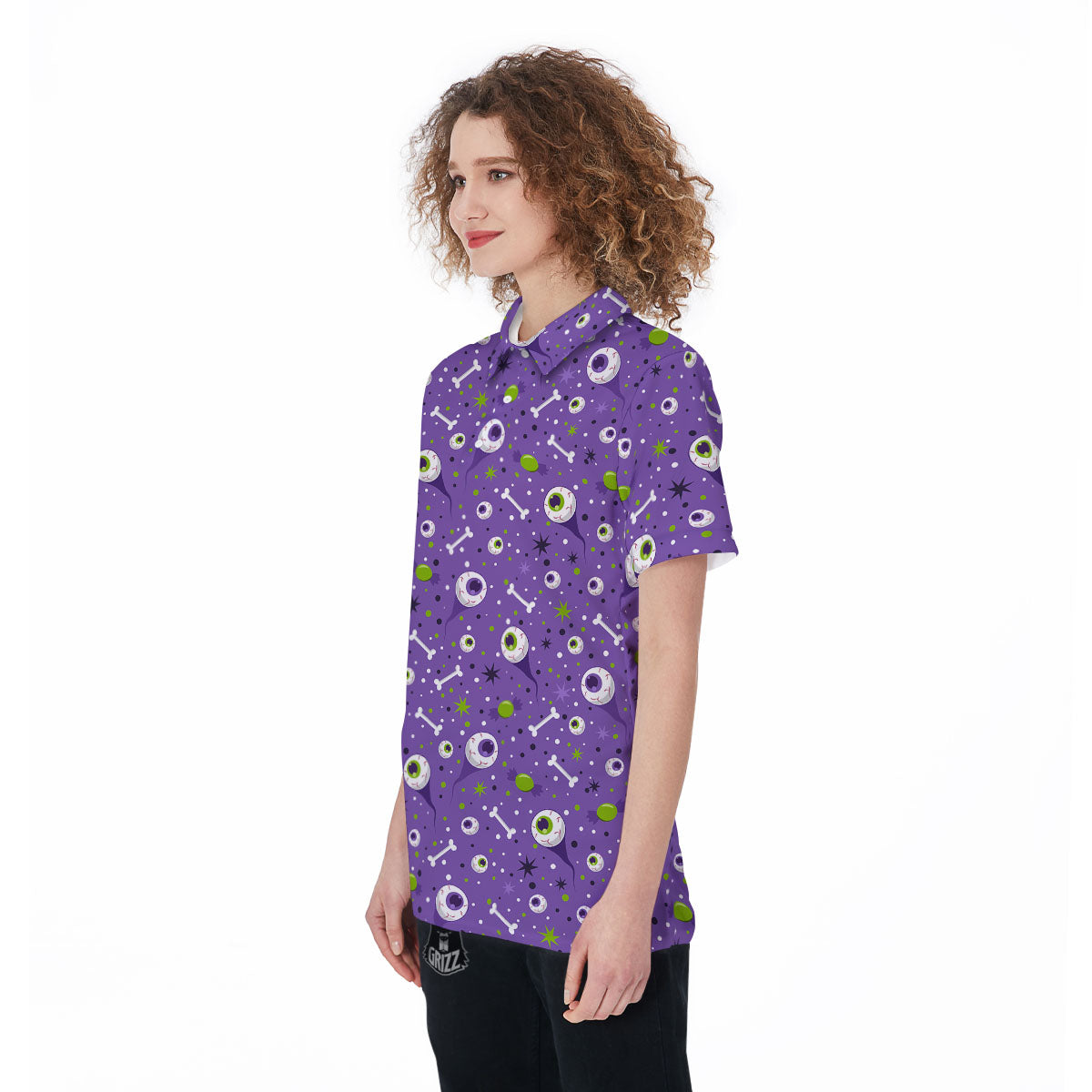 Eyeball Halloween Print Pattern Women's Golf Shirts-grizzshop