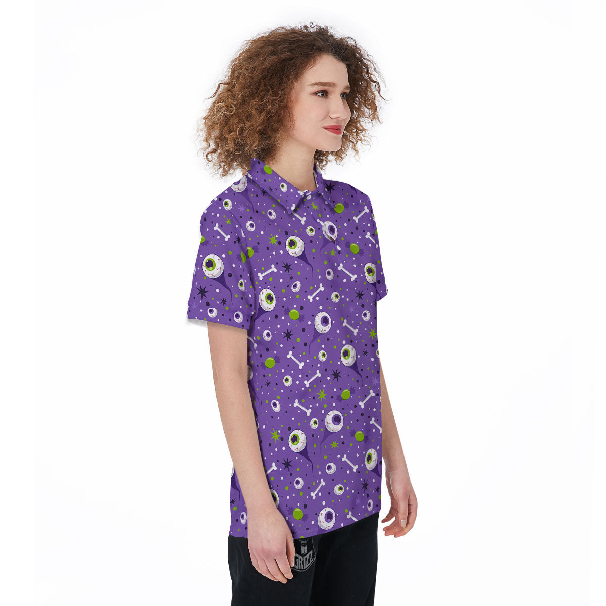 Eyeball Halloween Print Pattern Women's Golf Shirts-grizzshop