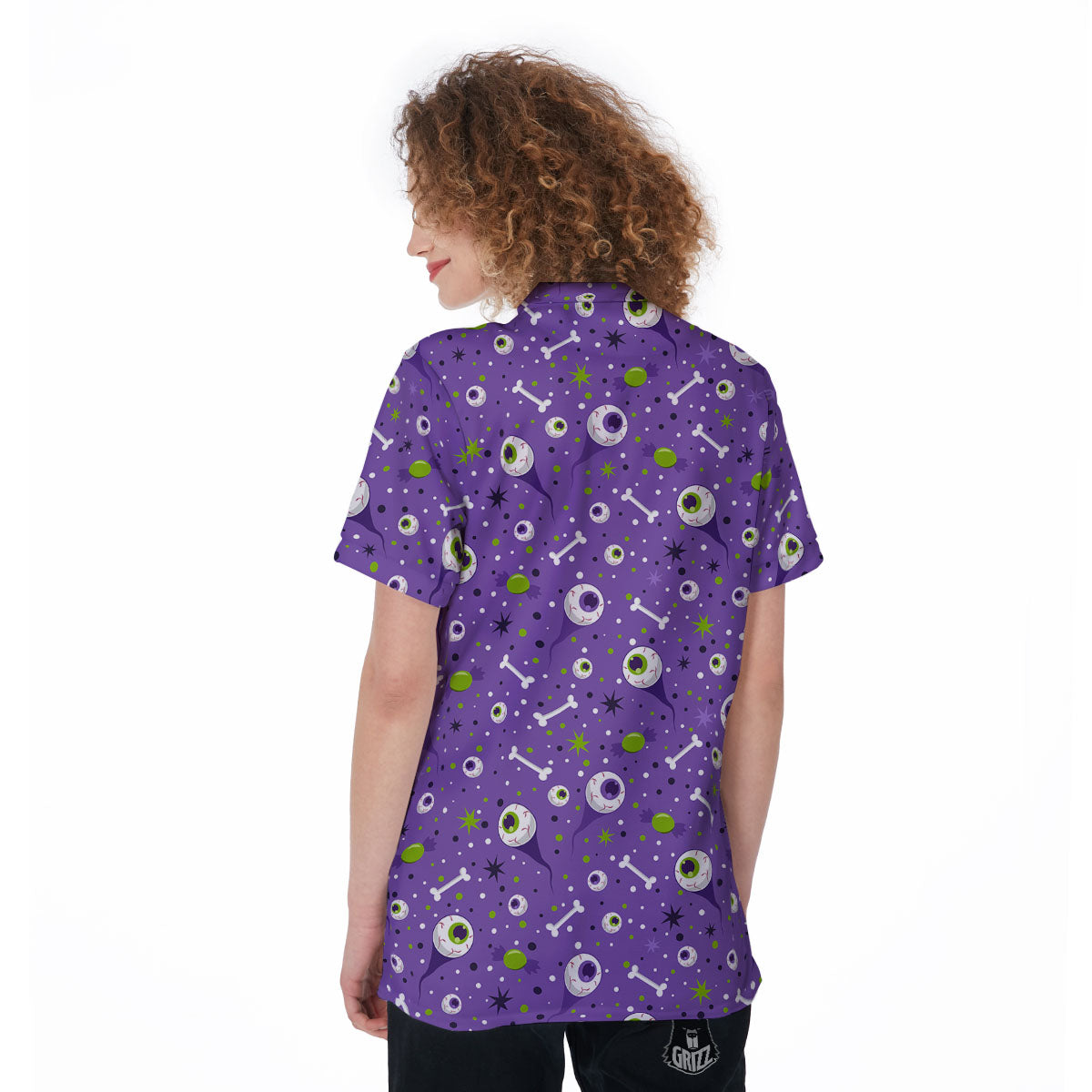 Eyeball Halloween Print Pattern Women's Golf Shirts-grizzshop