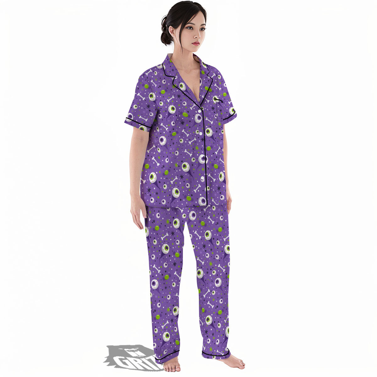 Eyeball Halloween Print Pattern Women's Pajamas Set-grizzshop