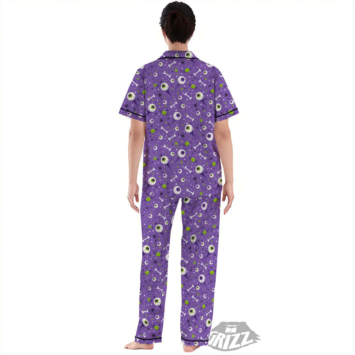 Eyeball Halloween Print Pattern Women's Pajamas Set-grizzshop