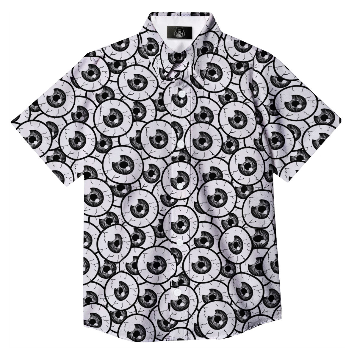 Eyeball Print Pattern Button Up Shirt-grizzshop
