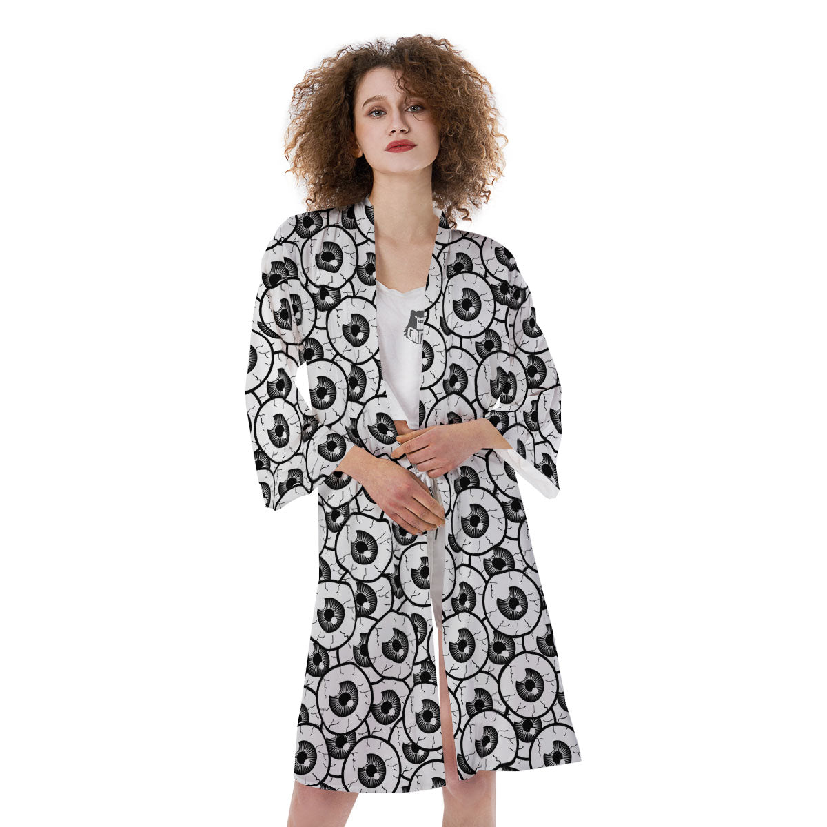 Eyeball Print Pattern Kimono-grizzshop