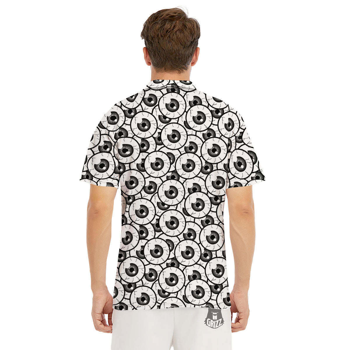 Eyeball Print Pattern Men's Golf Shirts-grizzshop