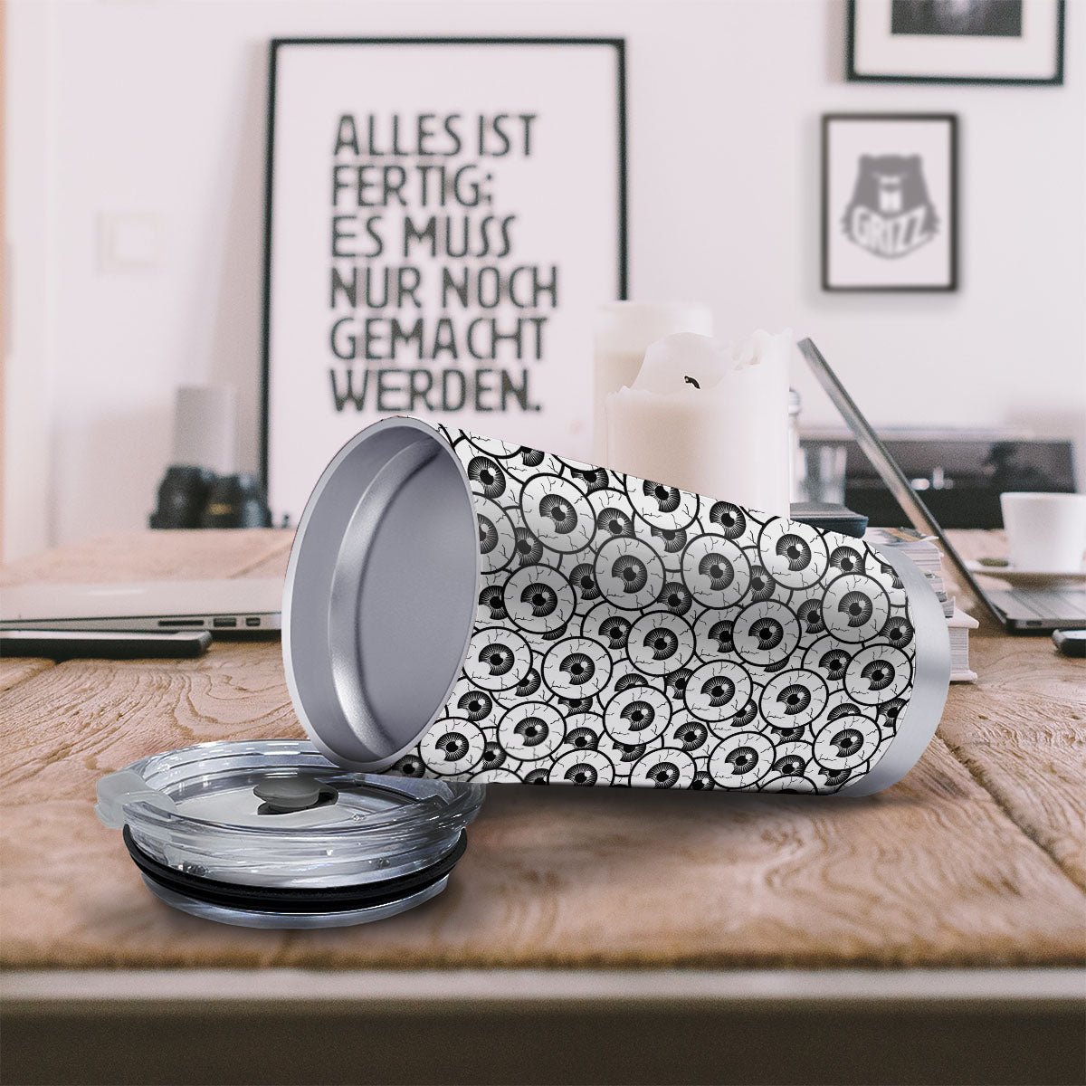 Eyeball Print Pattern Tumbler-grizzshop
