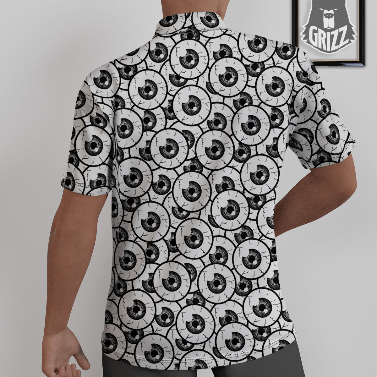 Eyeball Print Pattern Untucked Shirts-grizzshop