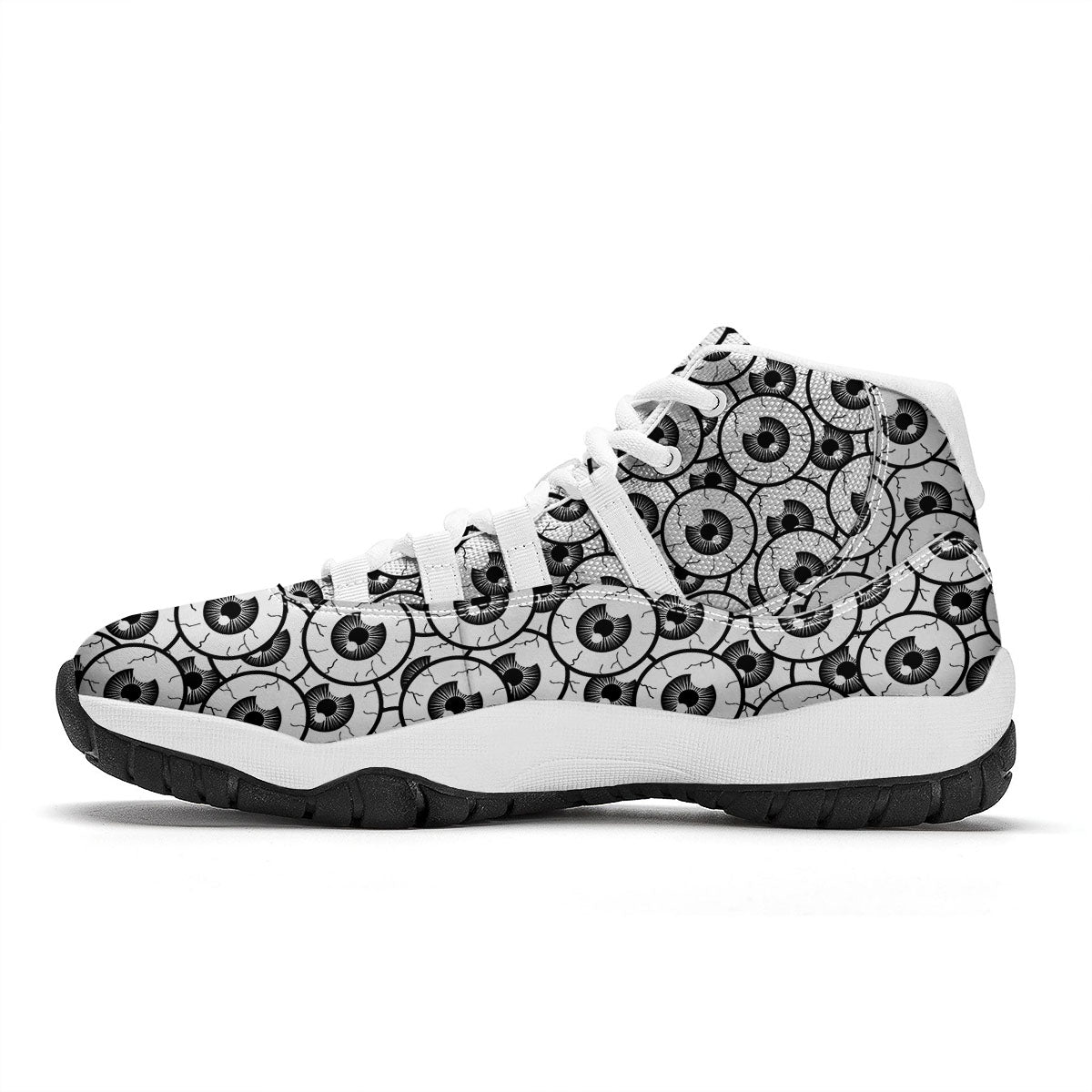 Eyeball Print Pattern White Bball Shoes-grizzshop
