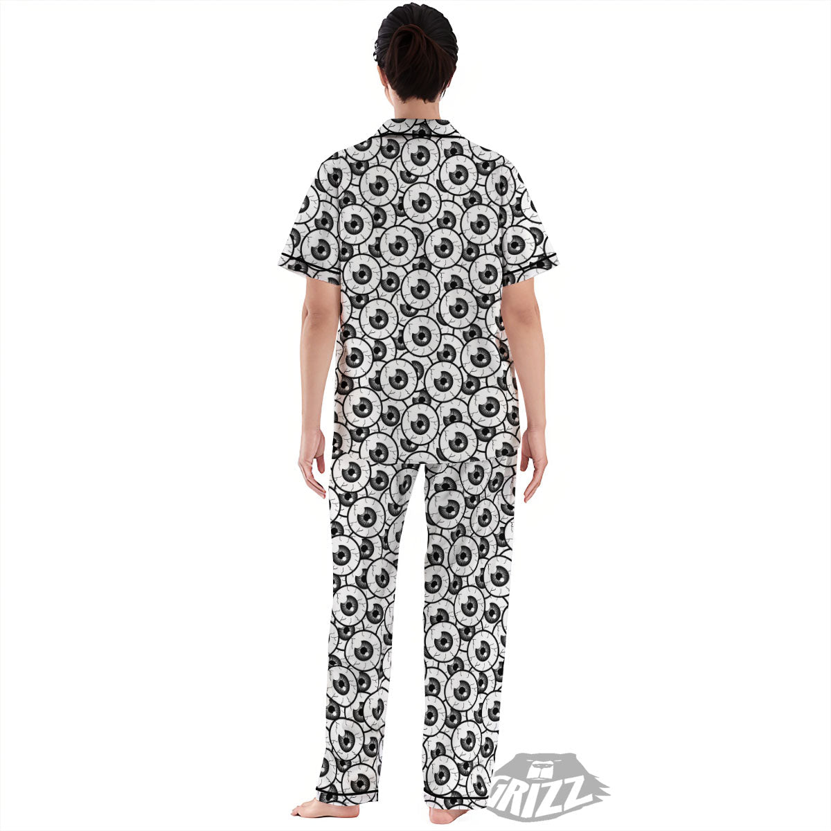 Eyeball Print Pattern Women's Pajamas Set-grizzshop