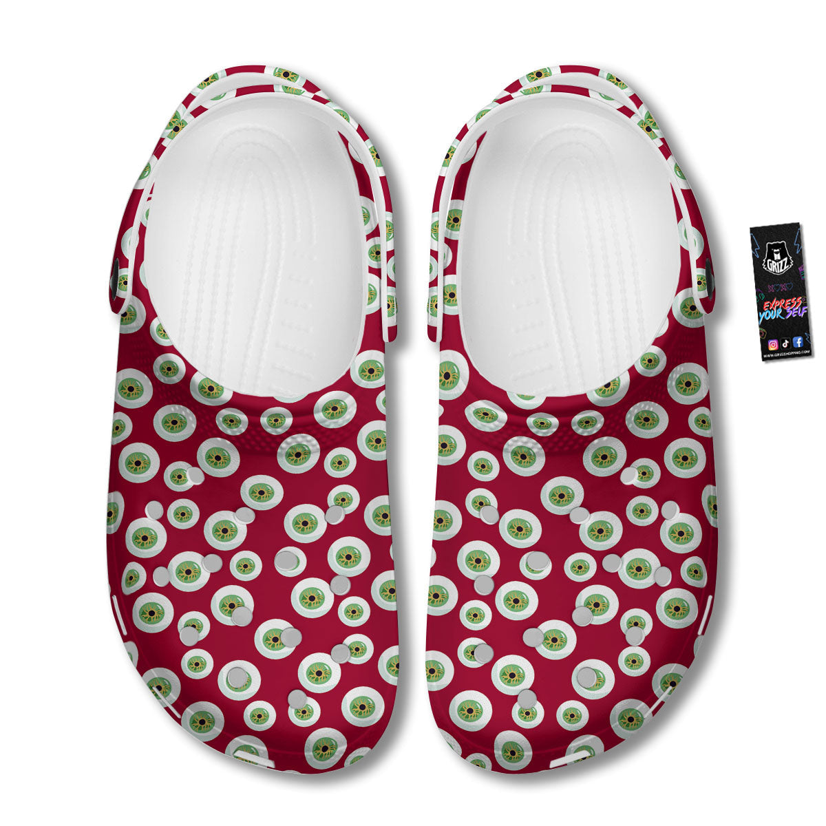 Eyeball Red Creepy Print Pattern Clog-grizzshop