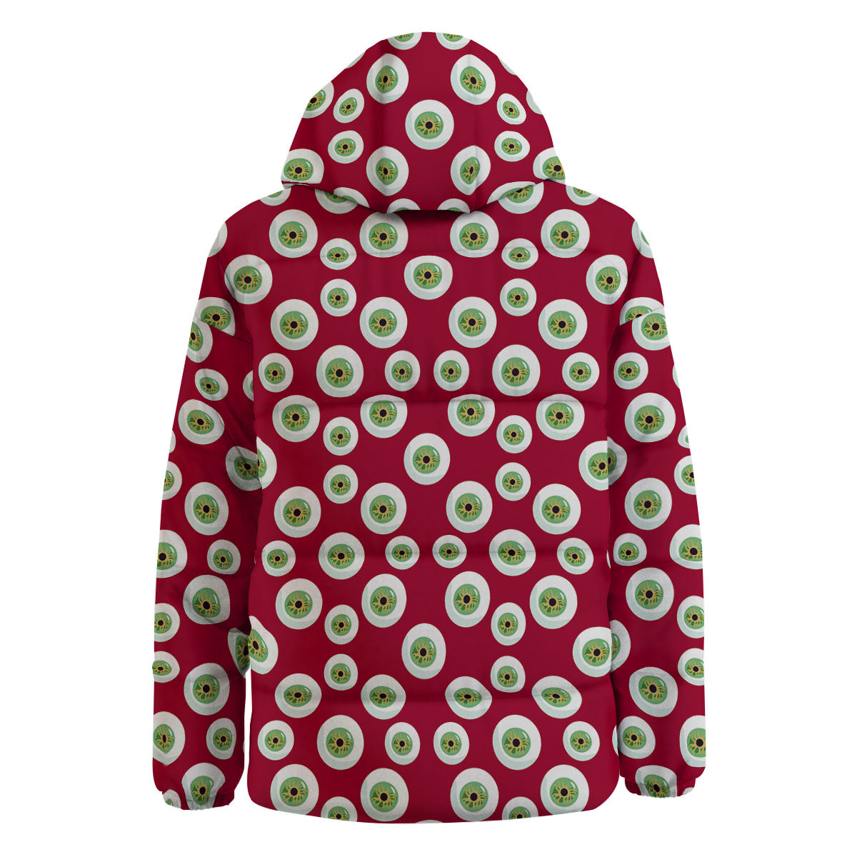 Eyeball Red Creepy Print Pattern Down Jacket-grizzshop