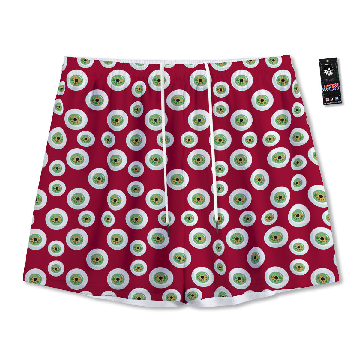 Flower And Chihuahua Embroidery Print Mesh Shorts