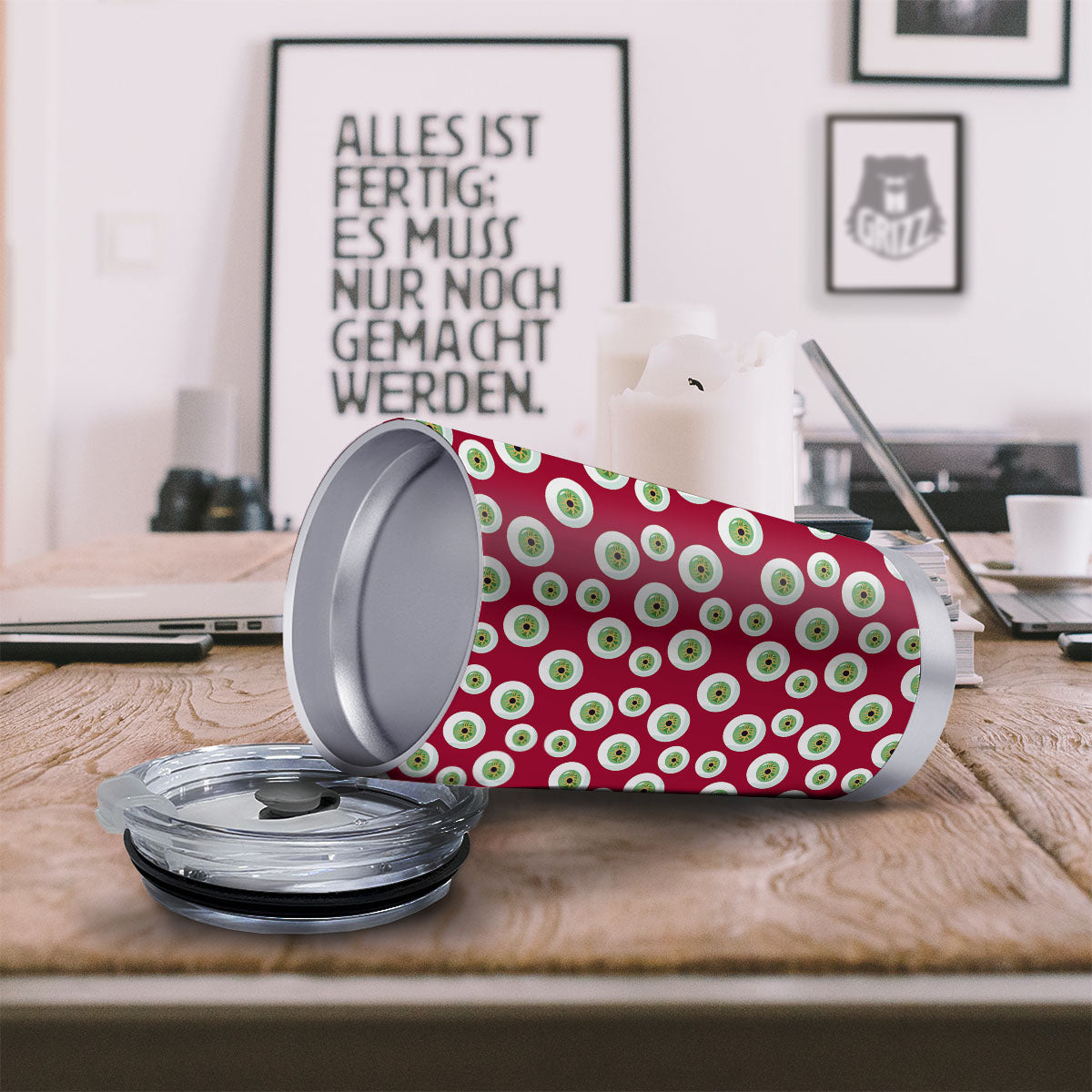 Eyeball Red Creepy Print Pattern Tumbler-grizzshop