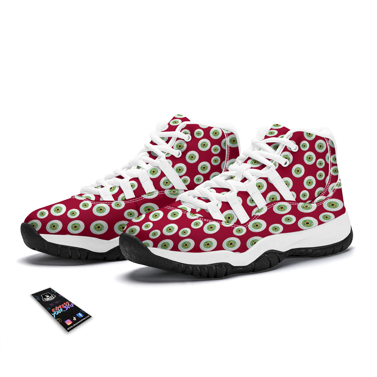 Eyeball Red Creepy Print Pattern White Bball Shoes-grizzshop