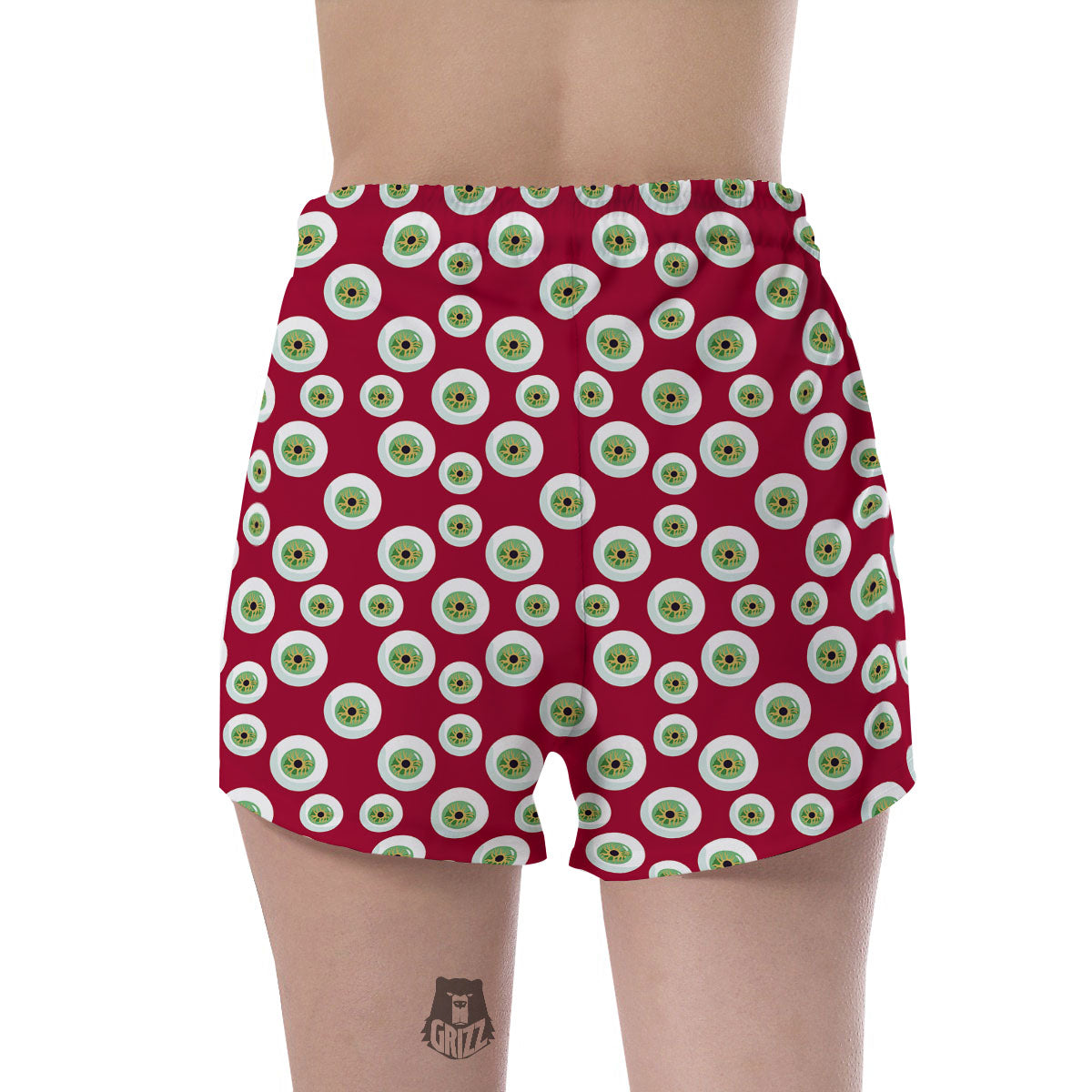 Eyeball Red Creepy Print Pattern Women's Shorts-grizzshop