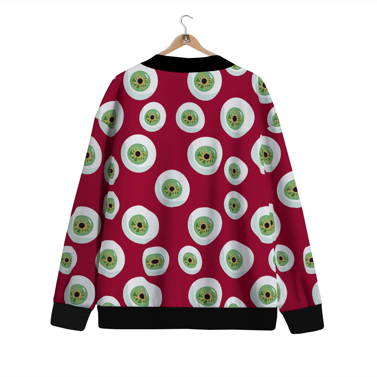 Eyeball Scary Red Print Pattern Cardigan-grizzshop