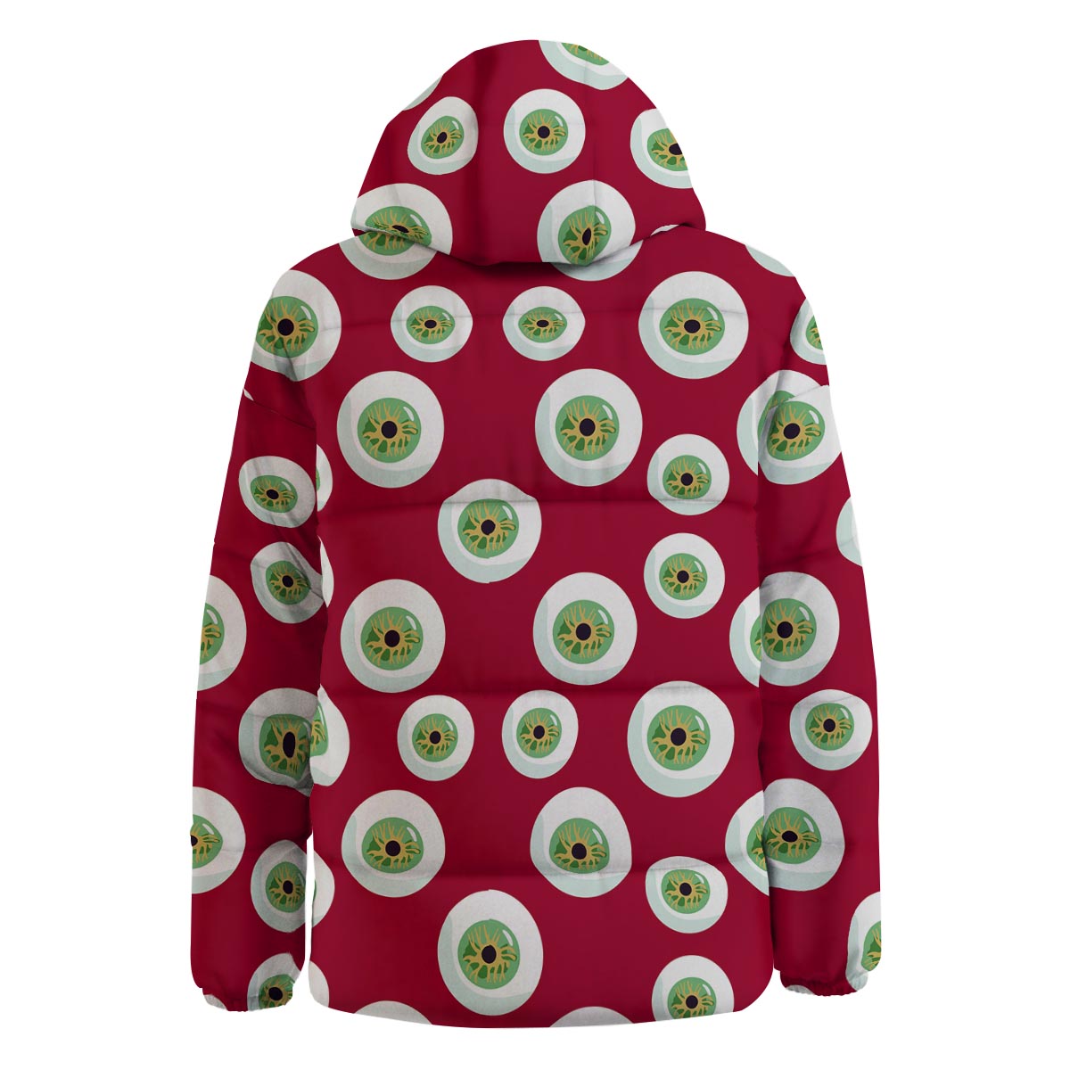 Eyeball Scary Red Print Pattern Down Jacket-grizzshop