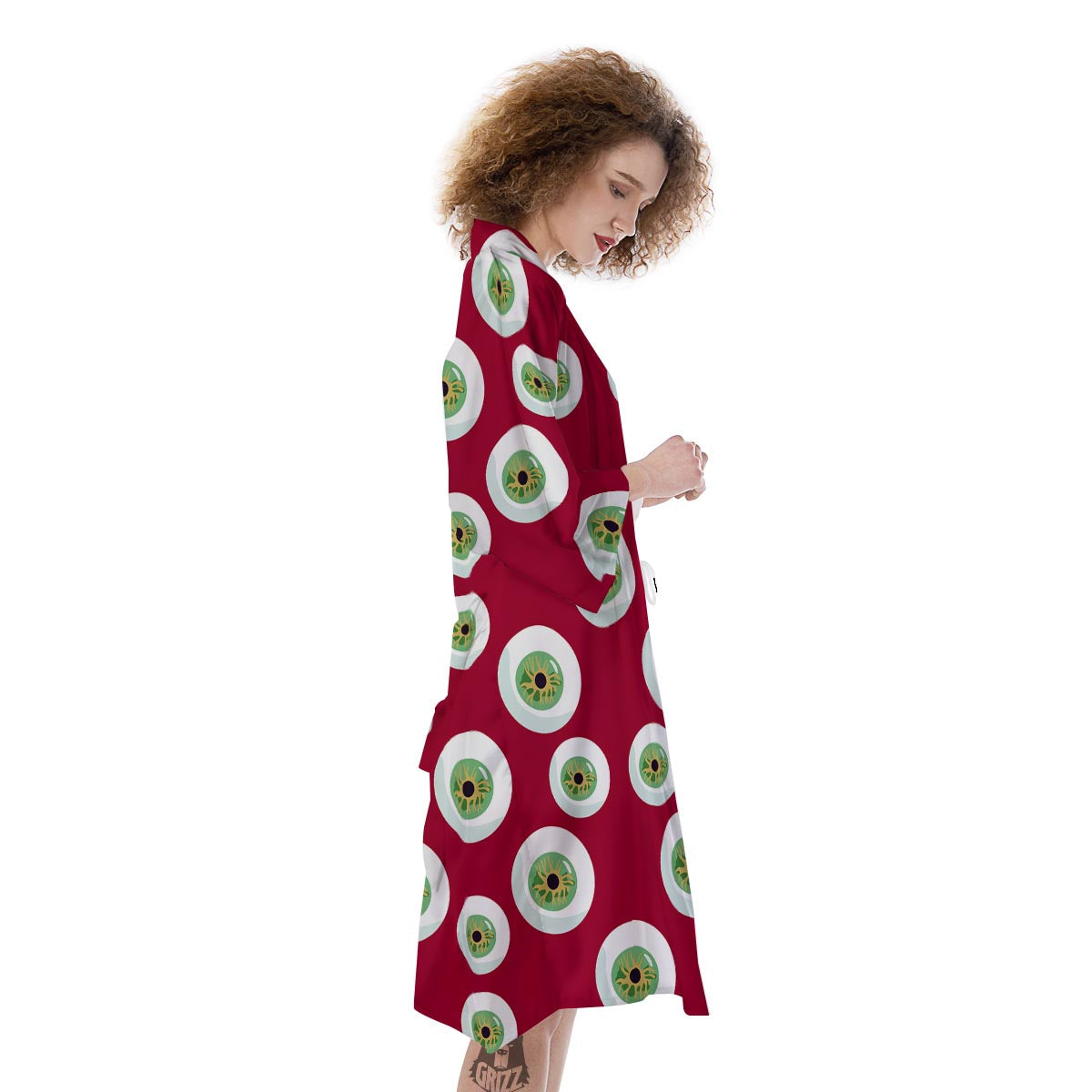 Eyeball Scary Red Print Pattern Kimono-grizzshop
