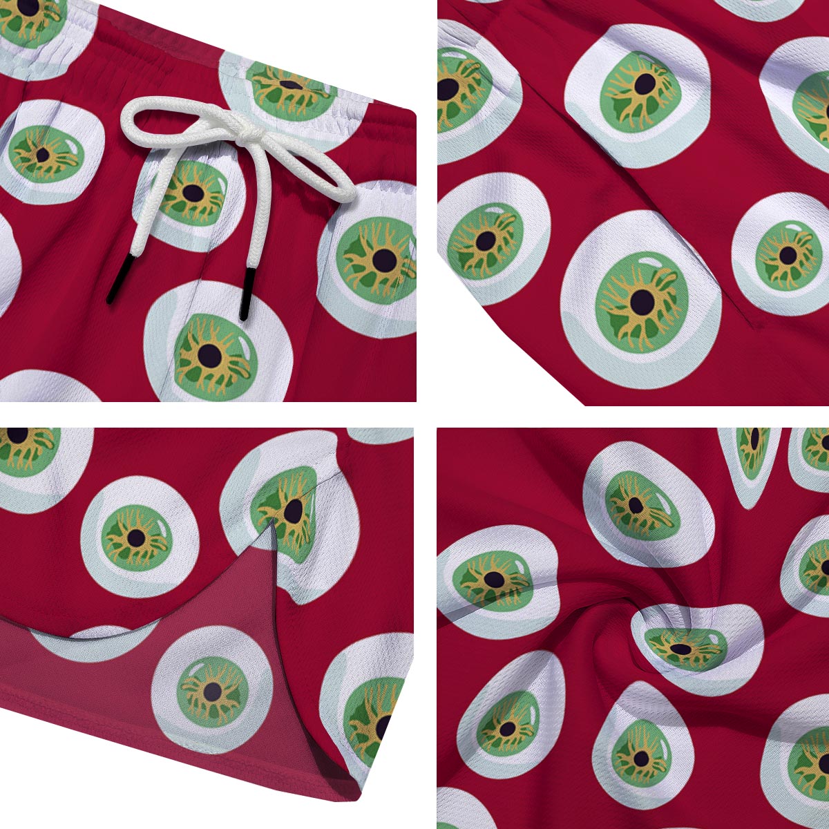 Eyeball Scary Red Print Pattern Men's Running Shorts-grizzshop