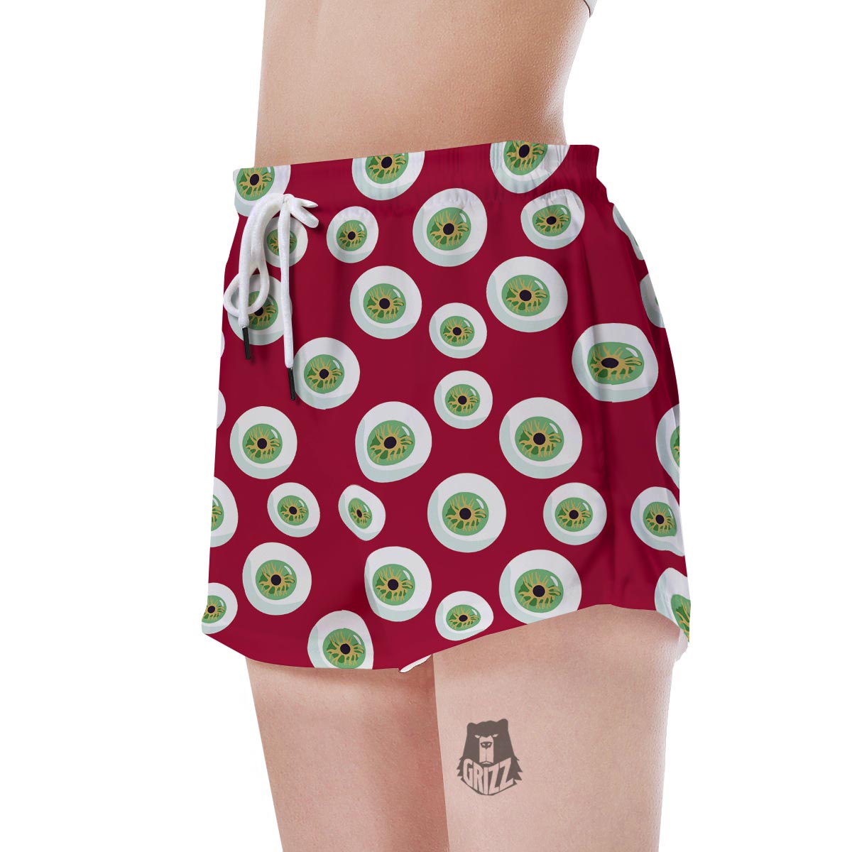 Eyeball Scary Red Print Pattern Women's Shorts-grizzshop